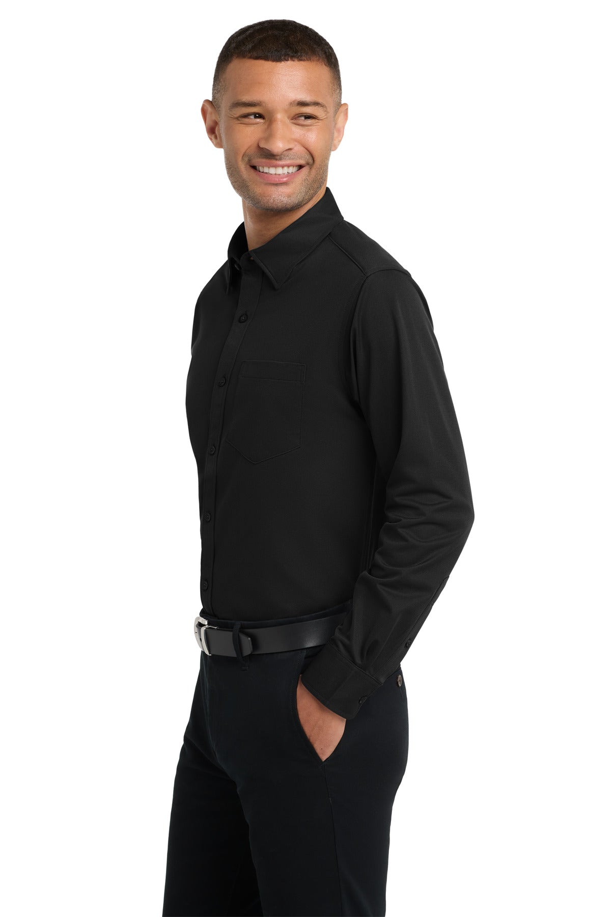 Black Port Authority Dimension Knit Dress Shirt. K570