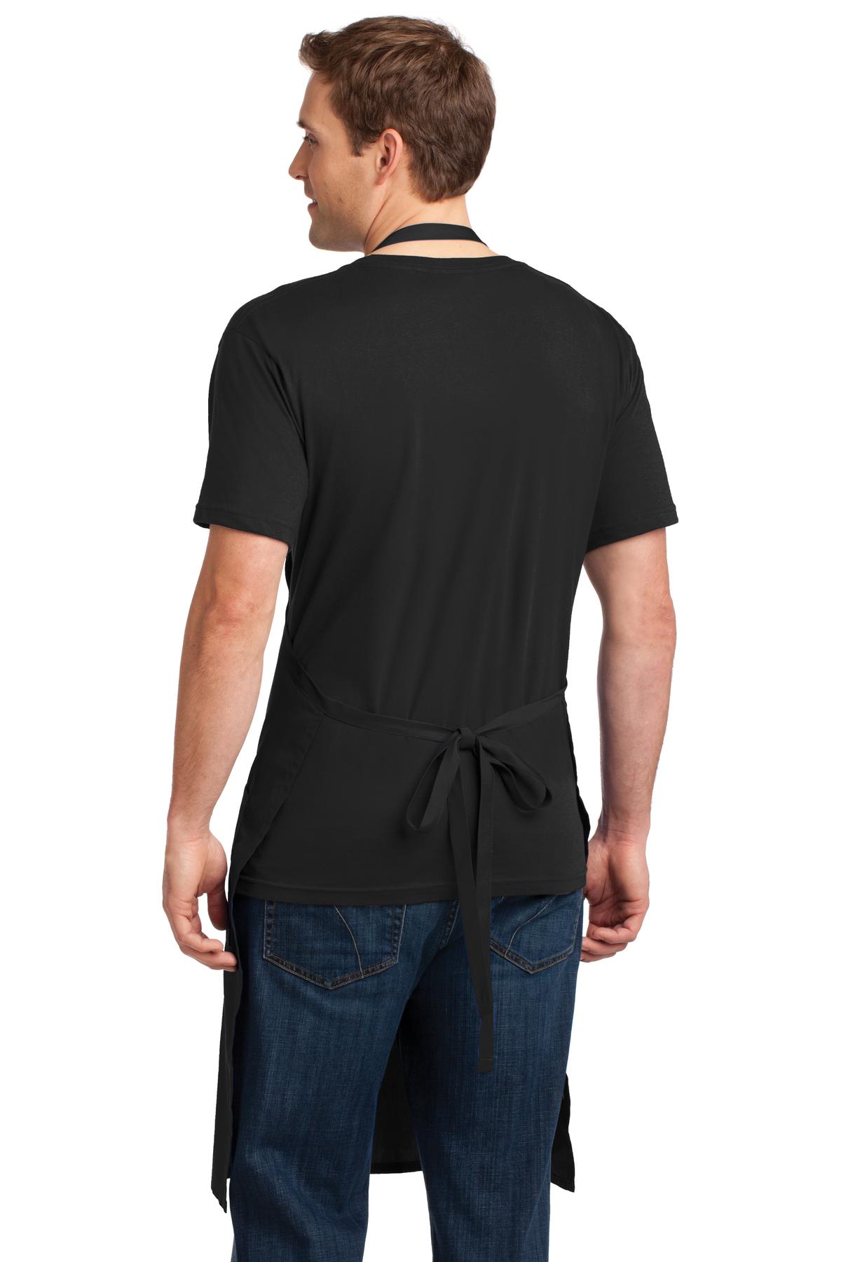 Black Port Authority Easy Care Extra Long Bib Apron with Stain Release. A700
