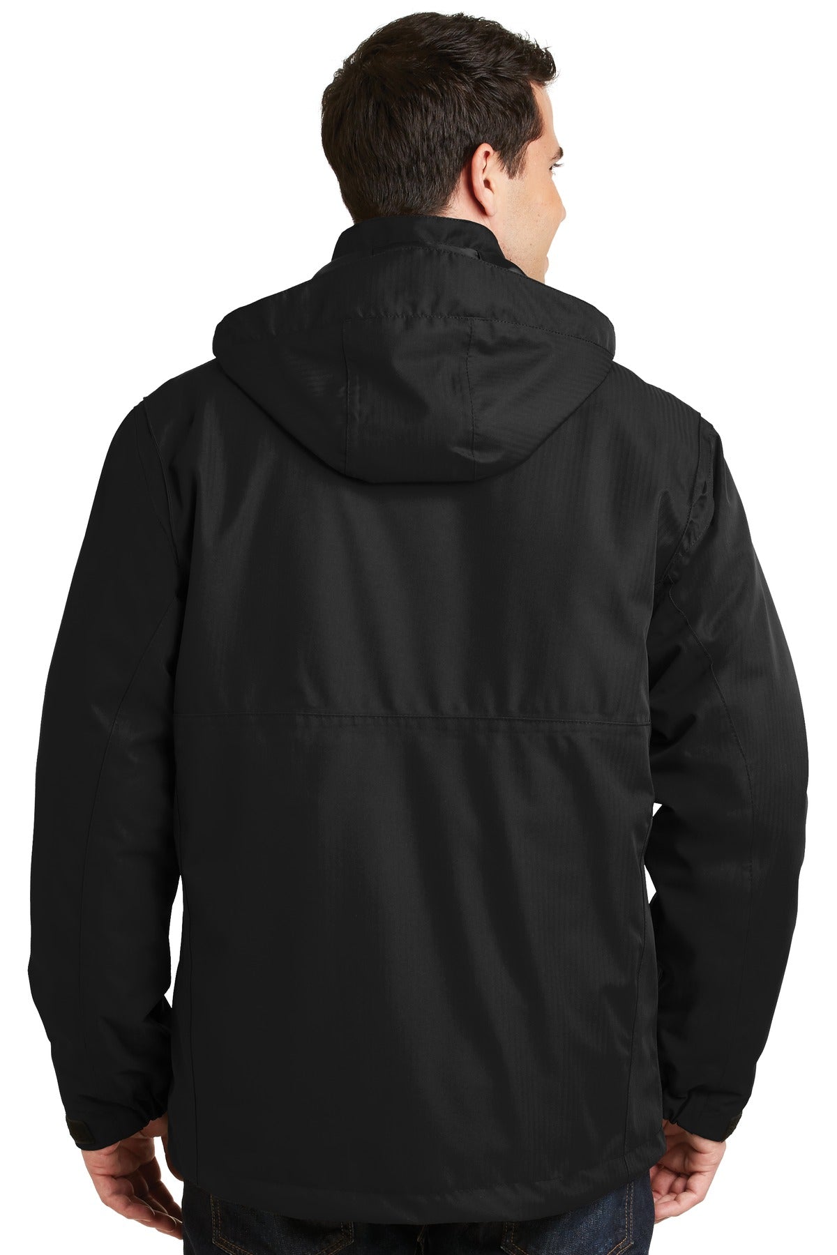 Black Port Authority Herringbone 3-in-1 Parka. J302