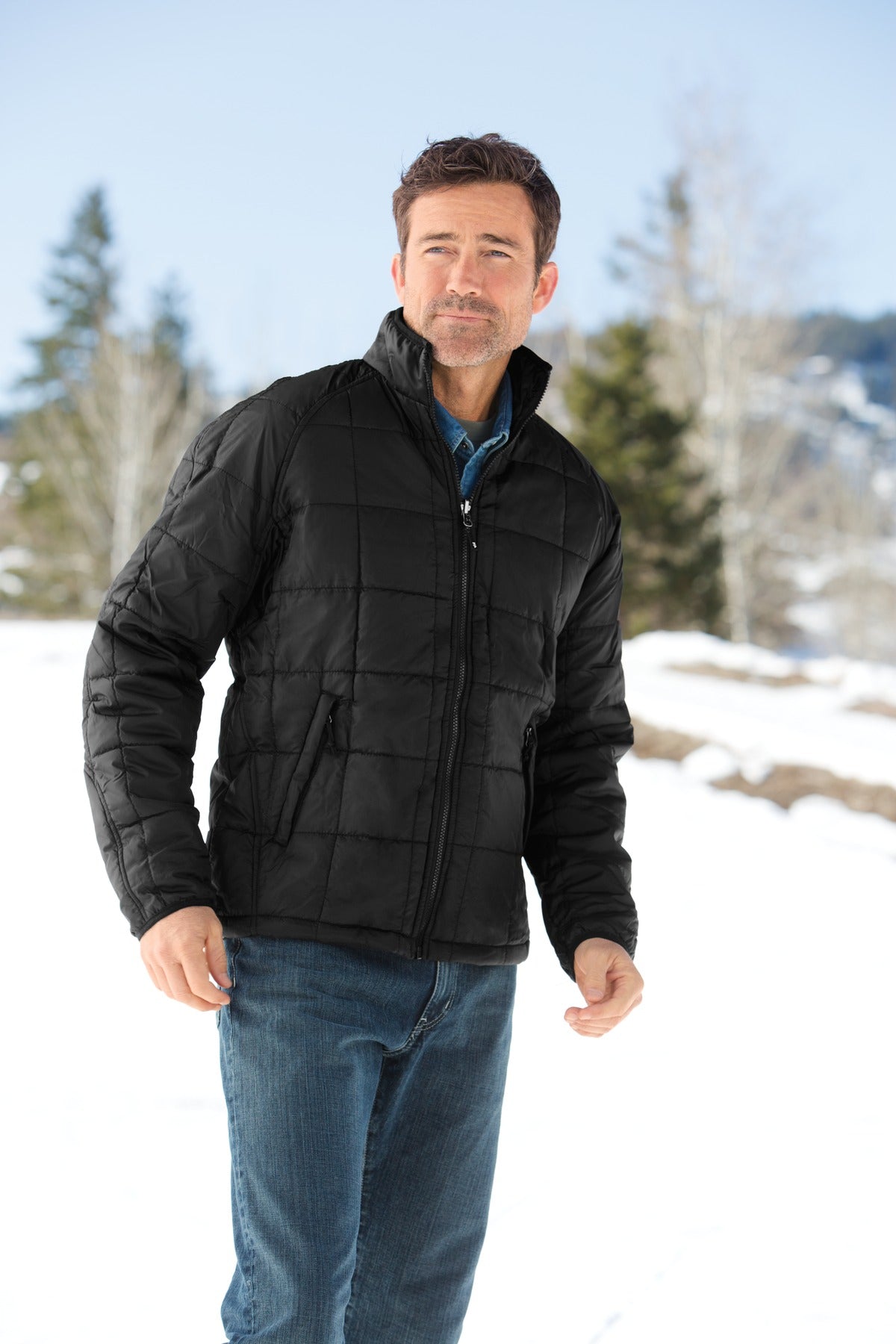 Black Port Authority Herringbone 3-in-1 Parka. J302