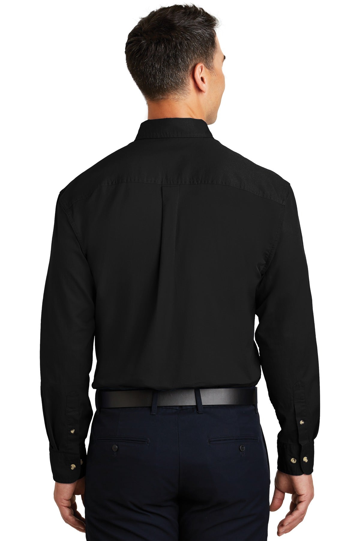 Black Port Authority Long Sleeve Twill Shirt. S600T