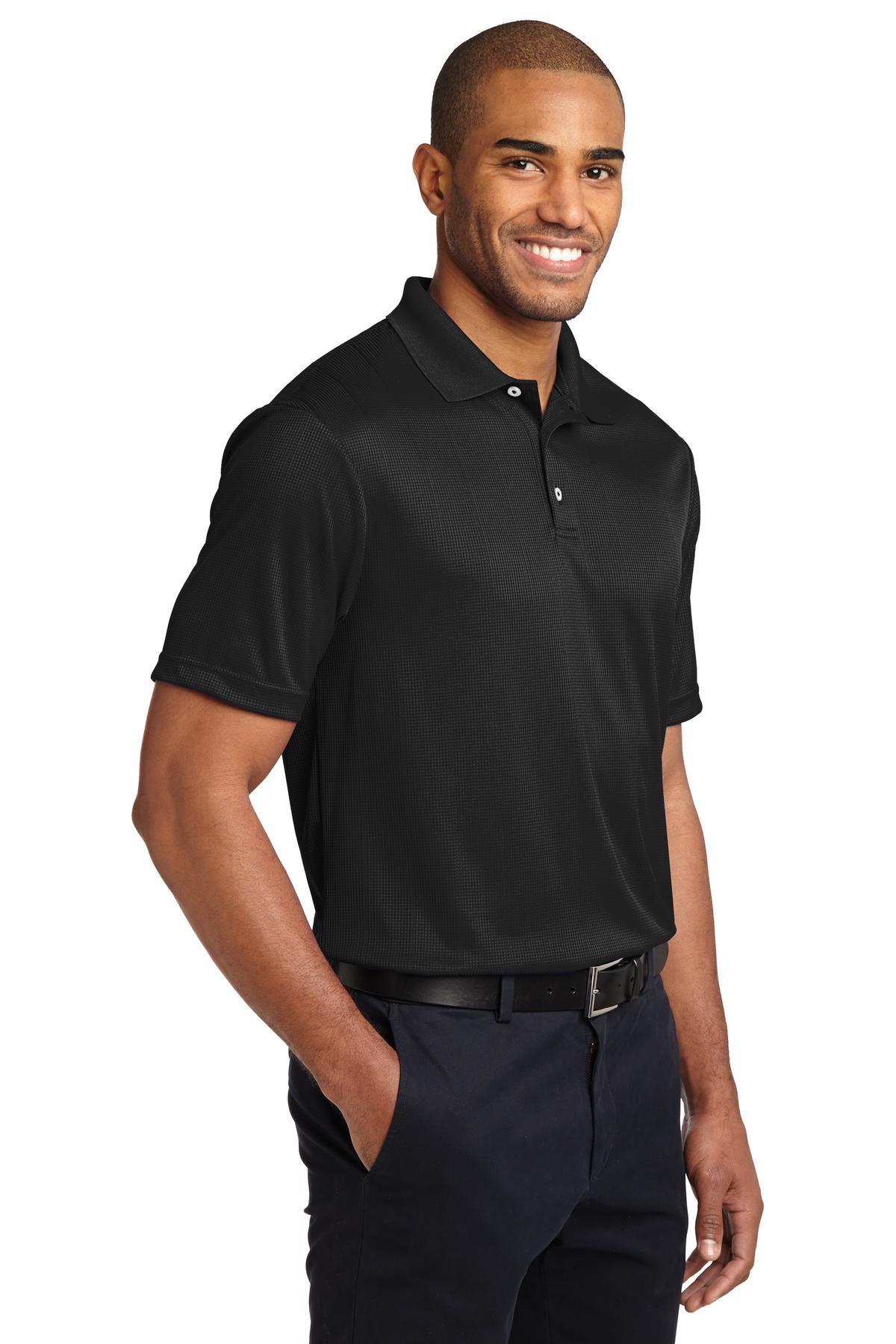 Black Port Authority Performance Fine Jacquard Polo. K528