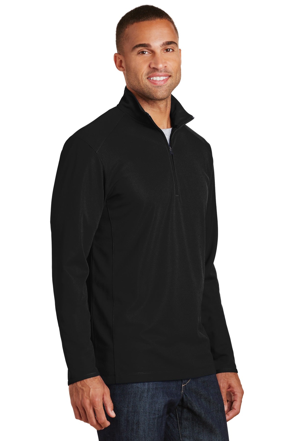 Black Port Authority Pinpoint Mesh 1/2-Zip. K806