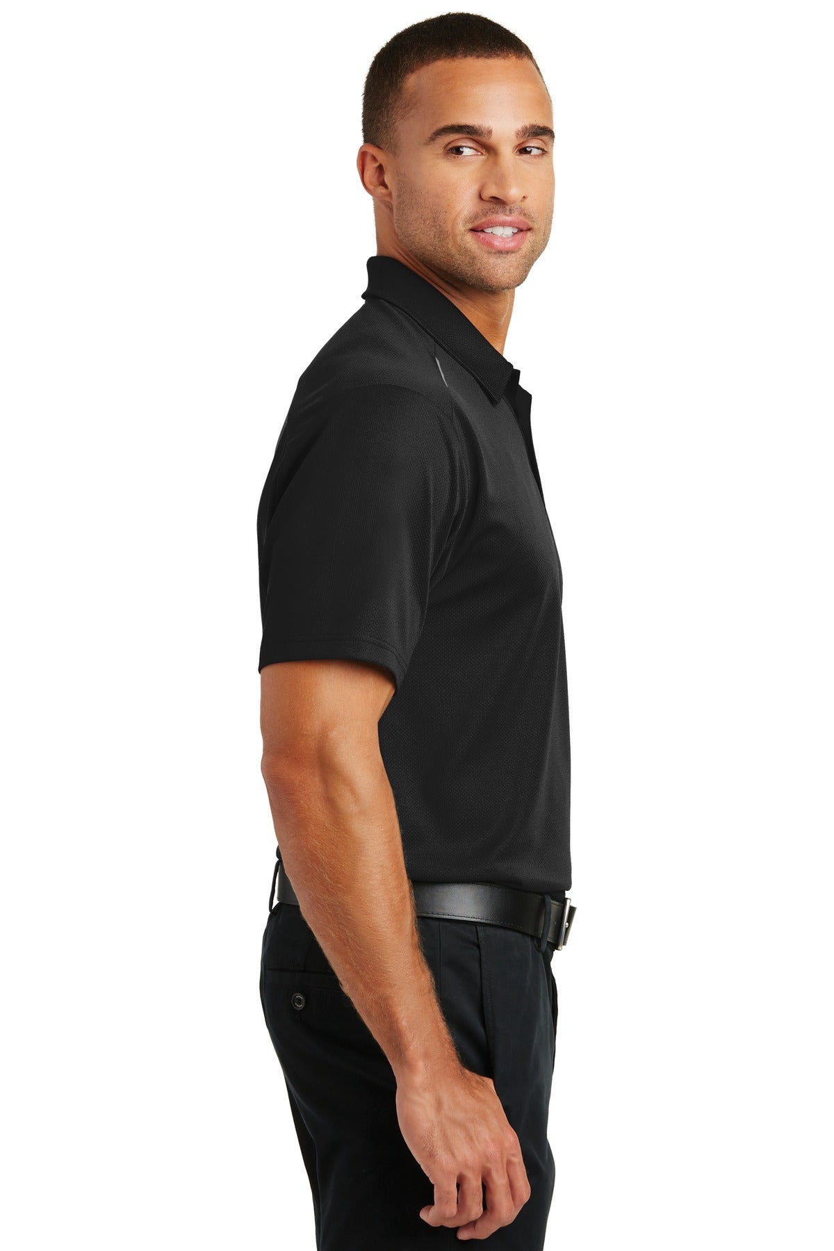 Black Port Authority Pinpoint Mesh Polo. K580
