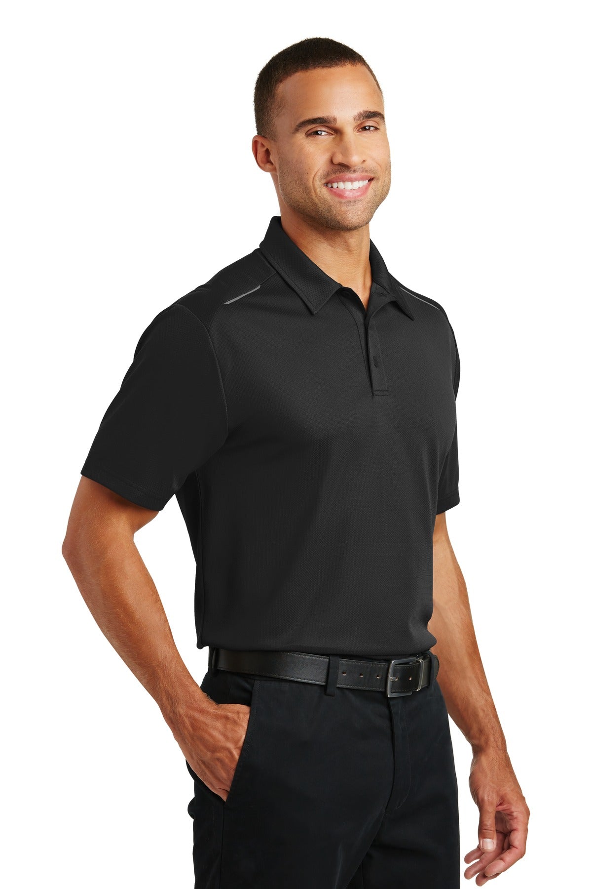 Black Port Authority Pinpoint Mesh Polo. K580