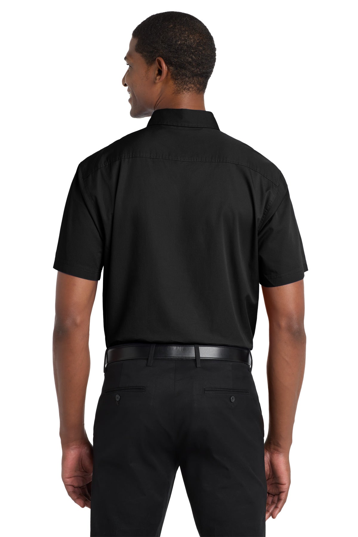 Black Port Authority Short Sleeve Twill Shirt. S500T