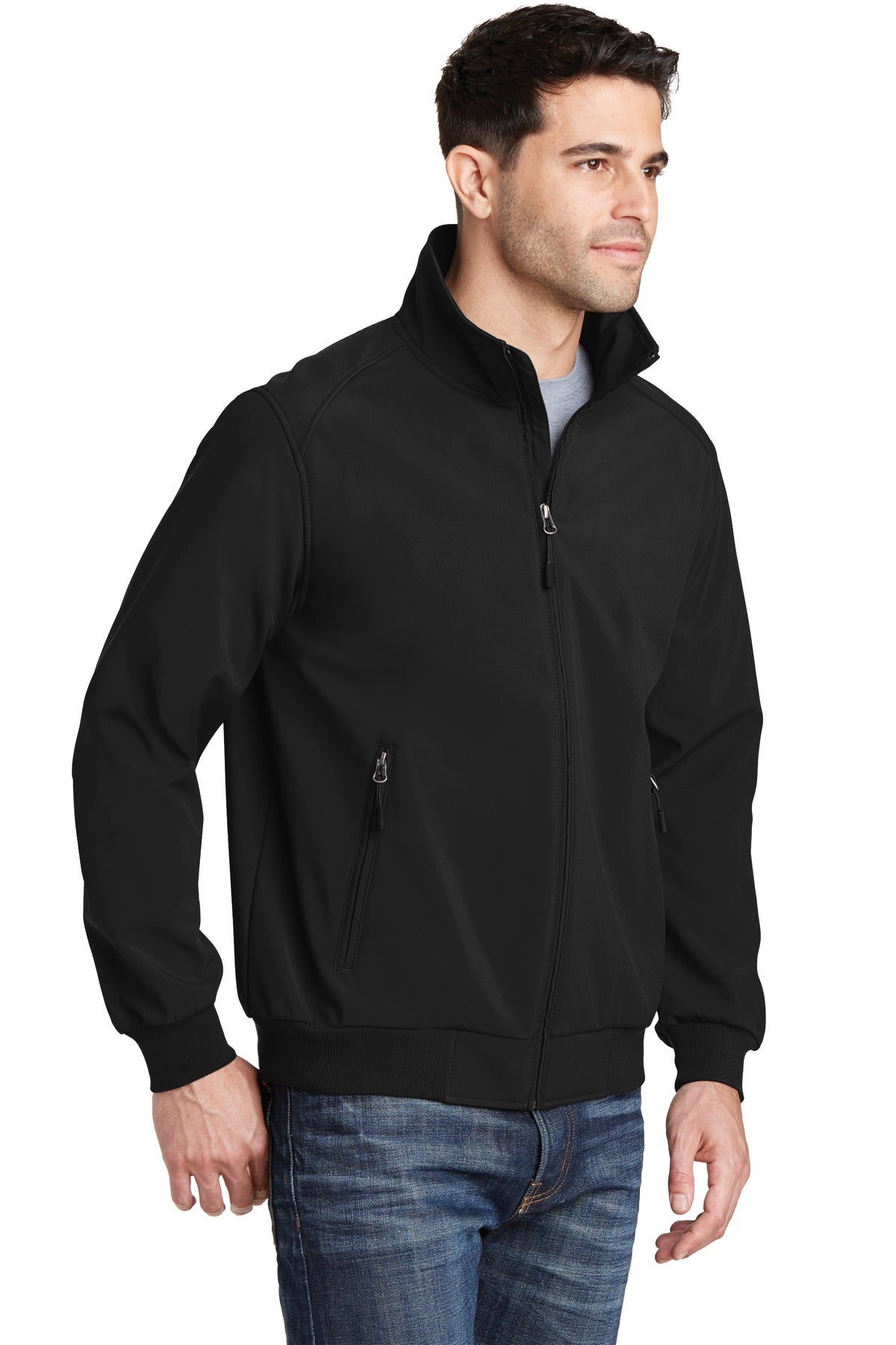 Black Port Authority Soft Shell Bomber Jacket. J337