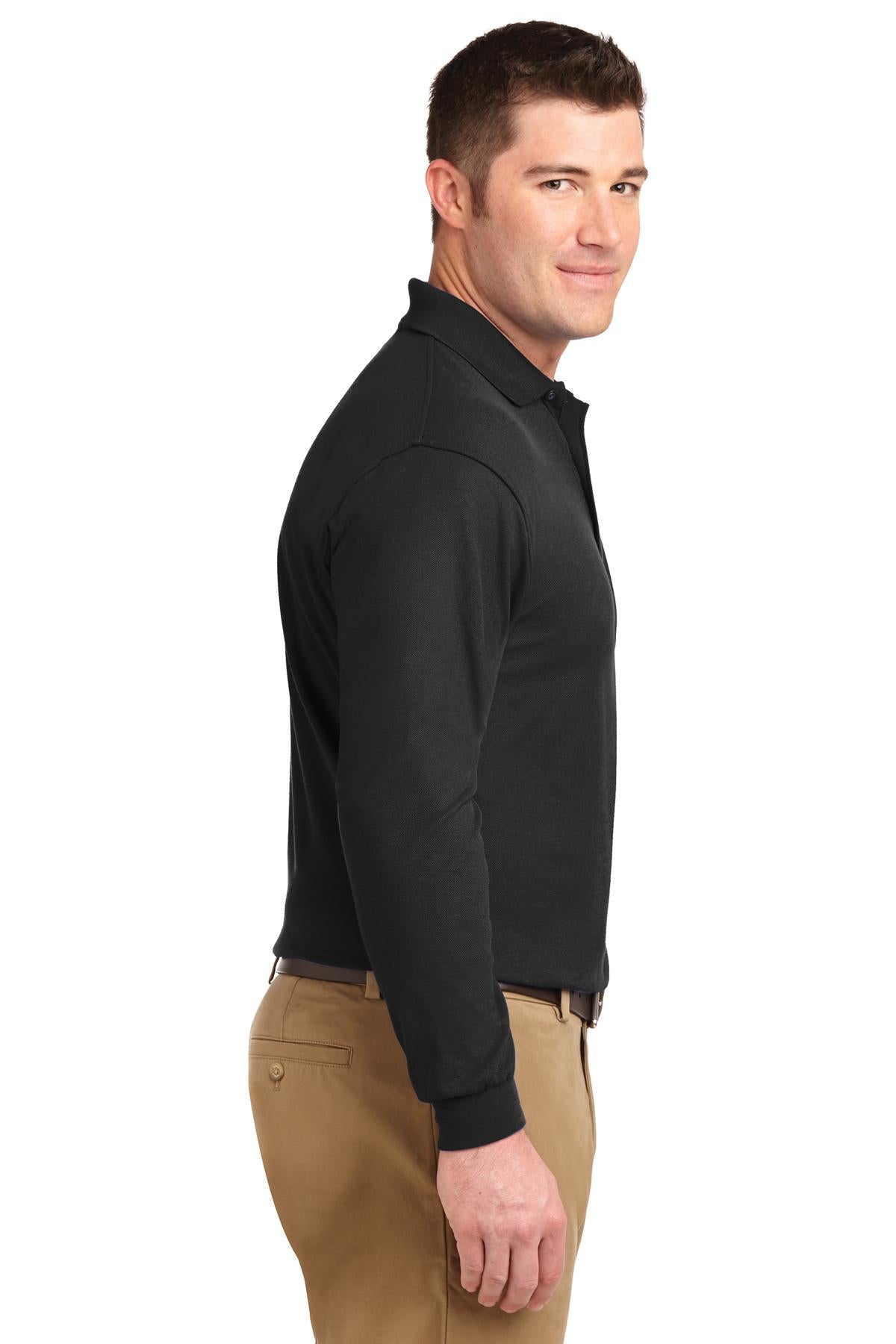 Black Port Authority Tall Silk Touch Long Sleeve Polo. TLK500LS