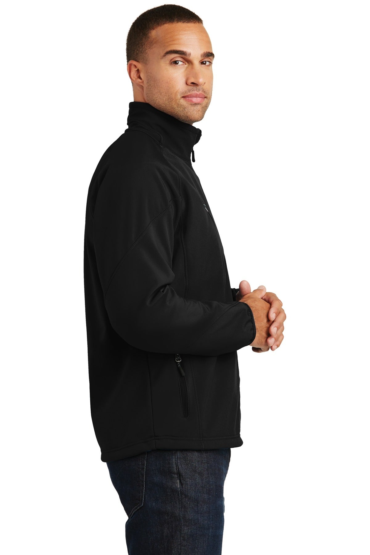 Black Port Authority Textured Soft Shell Jacket. J705