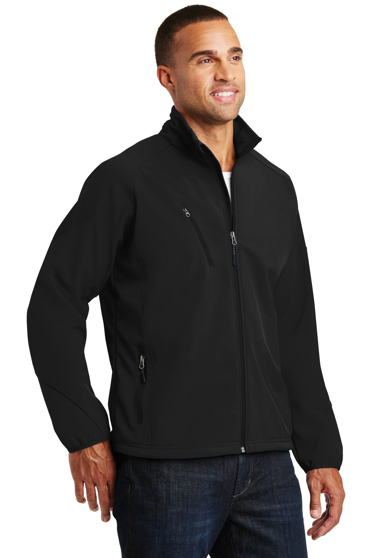 Black Port Authority Textured Soft Shell Jacket. J705