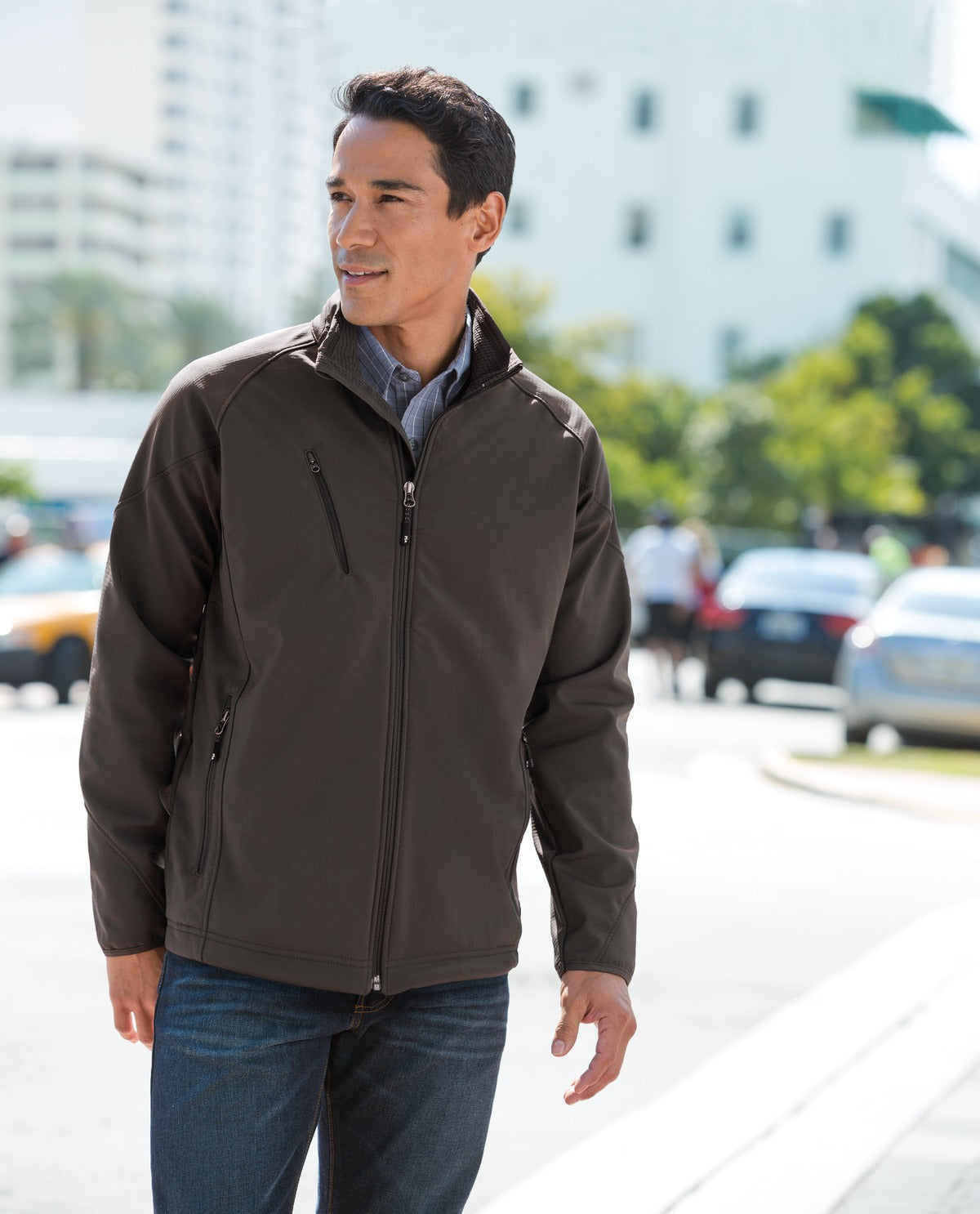 Black Port Authority Textured Soft Shell Jacket. J705