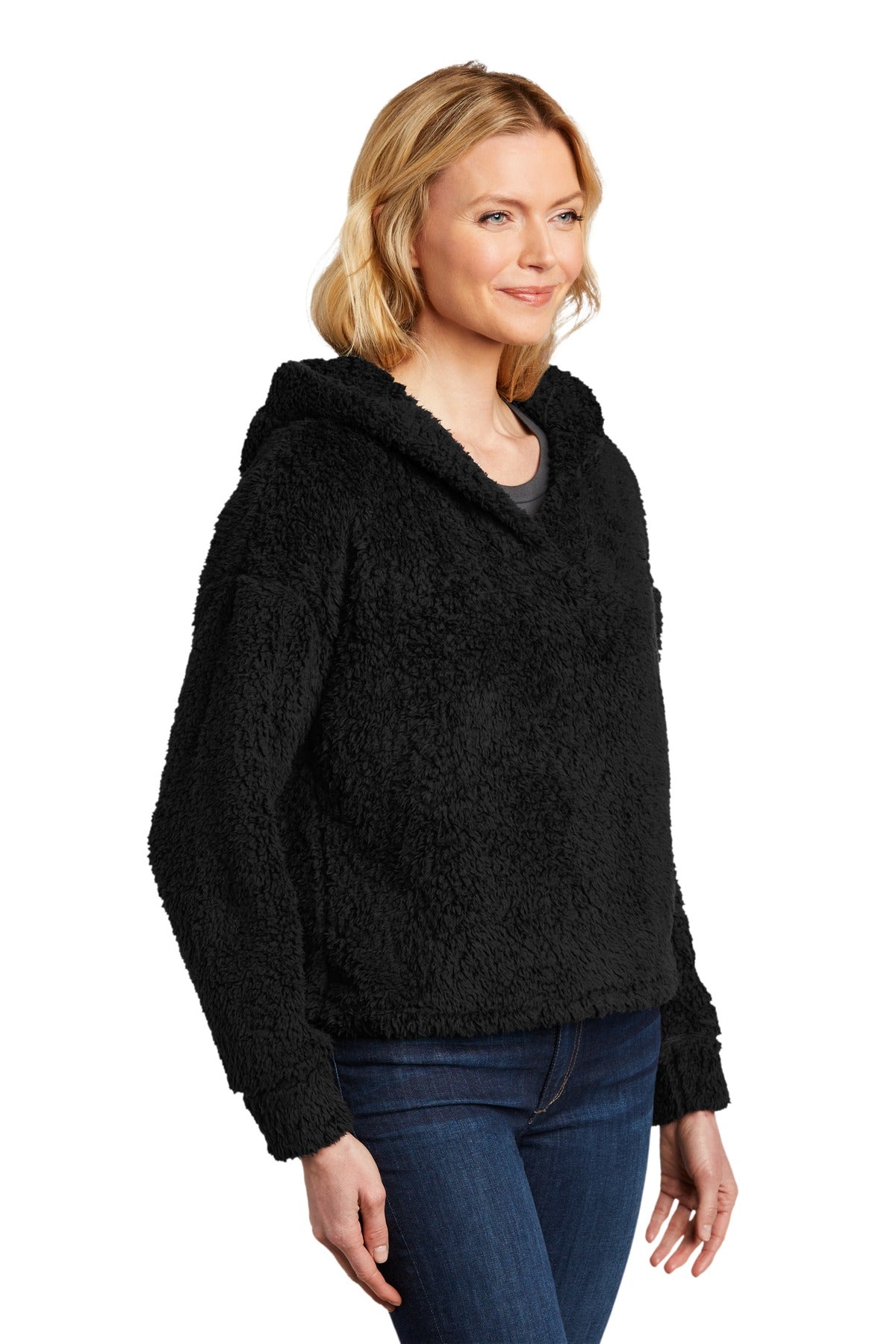 Black Port Authority Women's Cozy Fleece Hoodie. L132