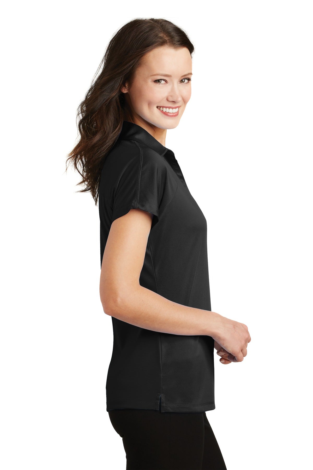 Black Port Authority Women's Crossover Raglan Polo. L575