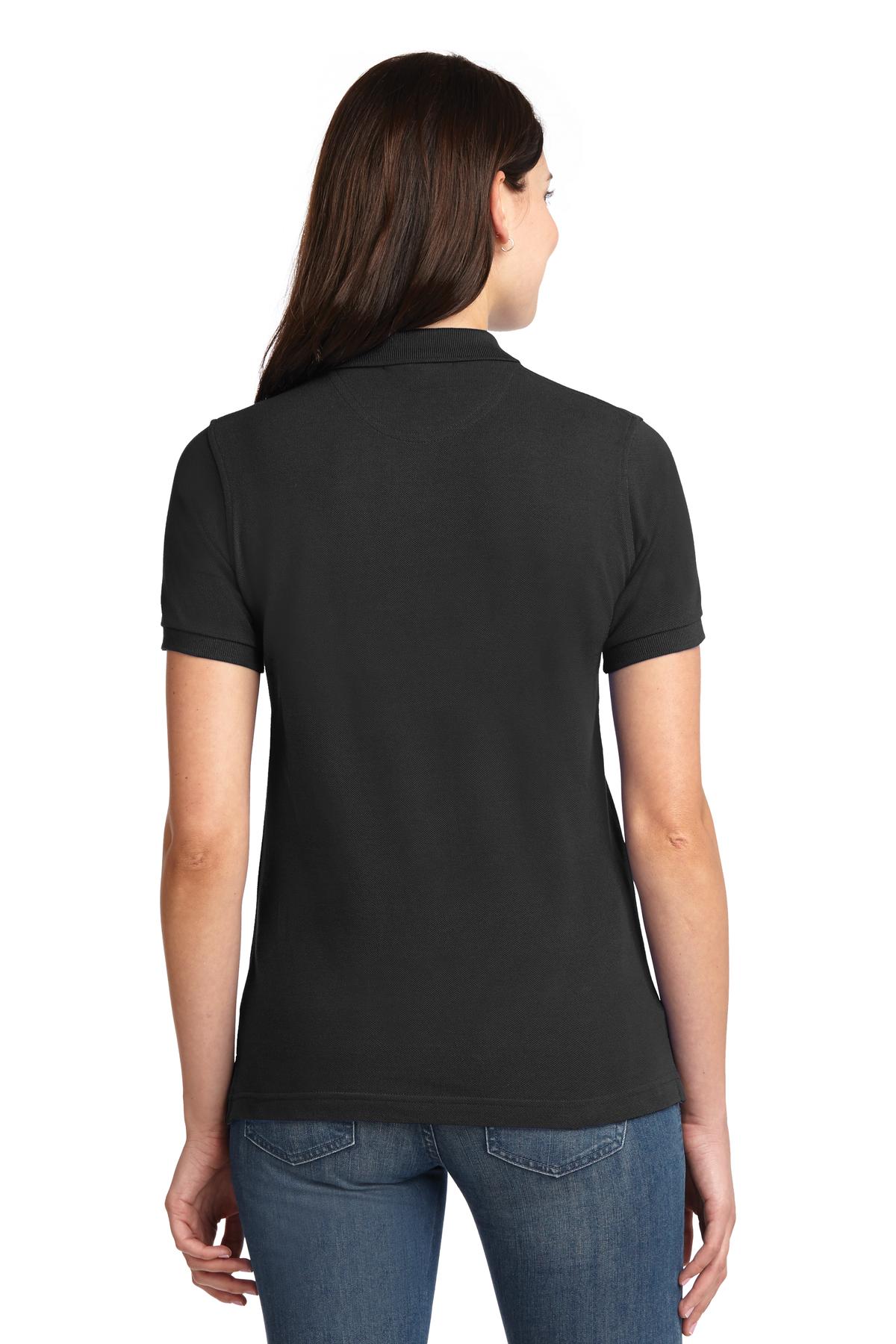 Black Port Authority Women's Heavyweight Cotton Pique Polo. L420