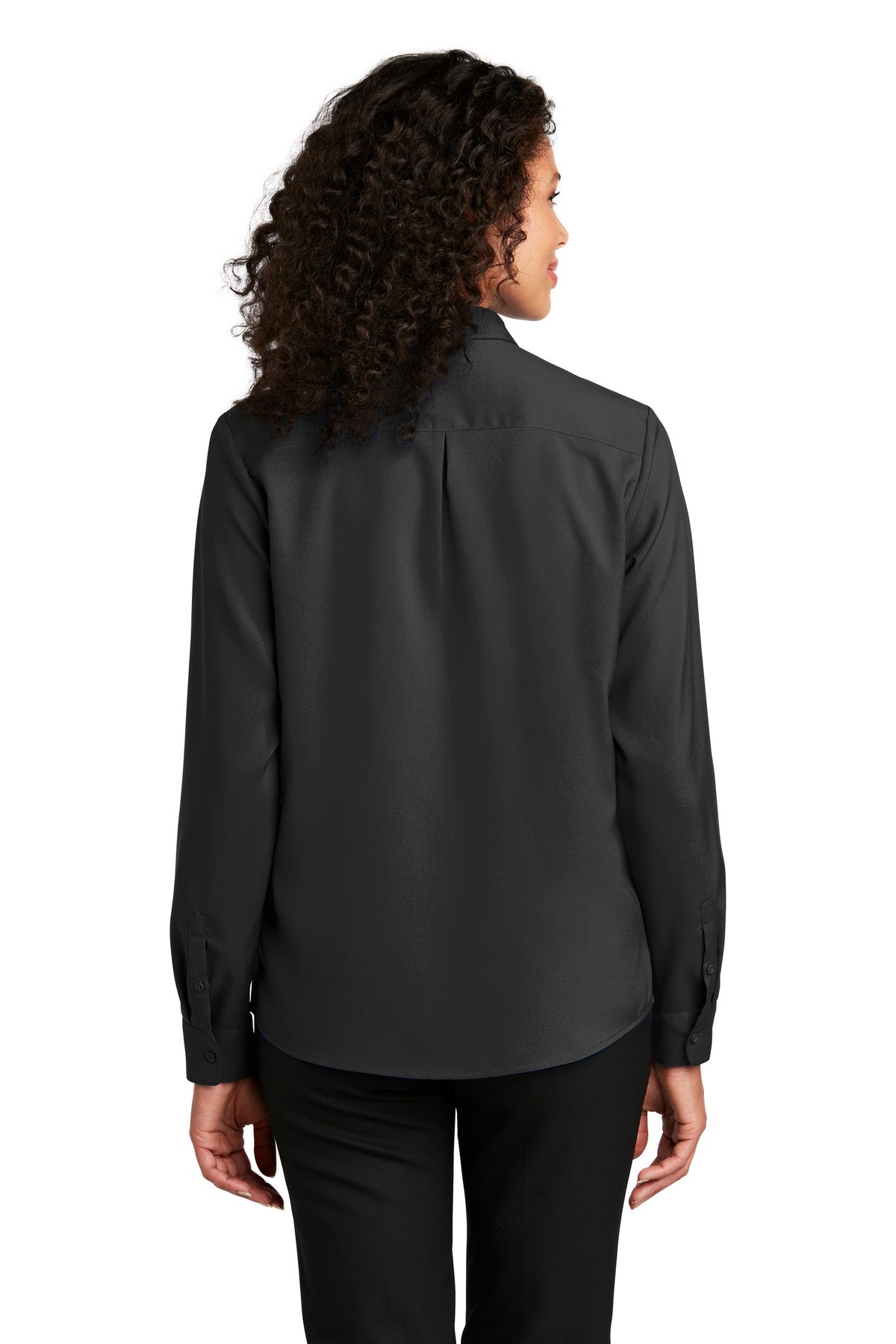 Black Port Authority Women's Long Sleeve Performance Staff Shirt LW401