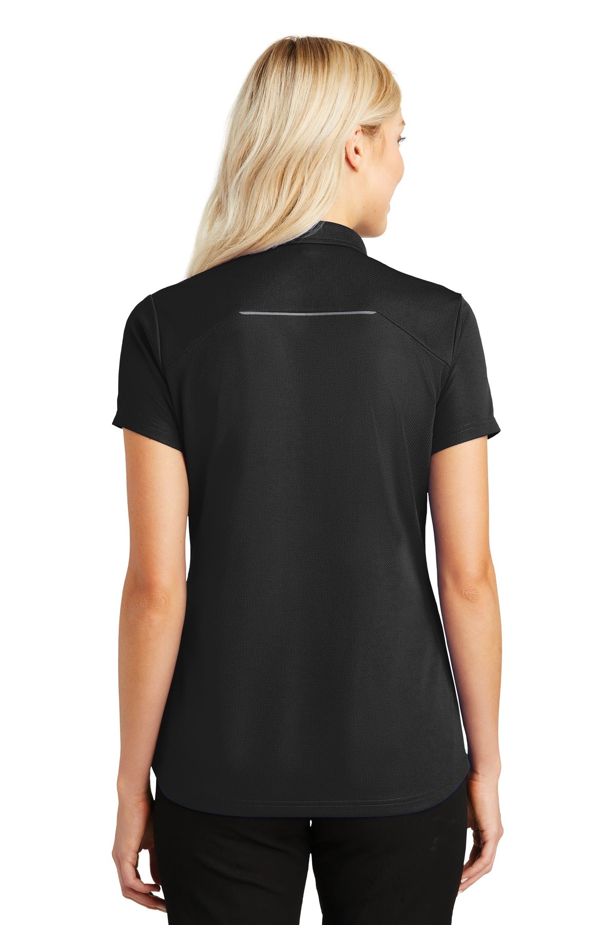 Black Port Authority Women's Pinpoint Mesh Zip Polo. L580