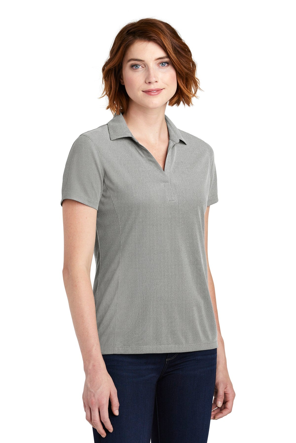Black Port Authority Women's Poly Oxford Pique Polo. LK582