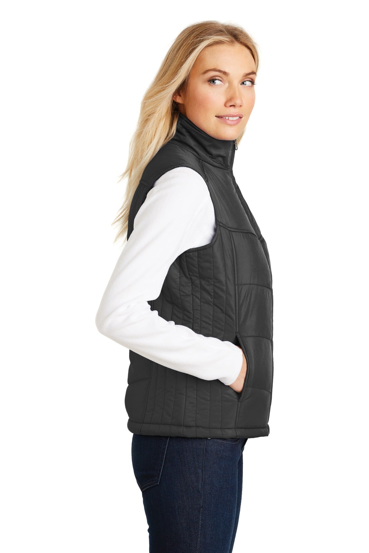 Black Port Authority Women's Puffy Vest. L709
