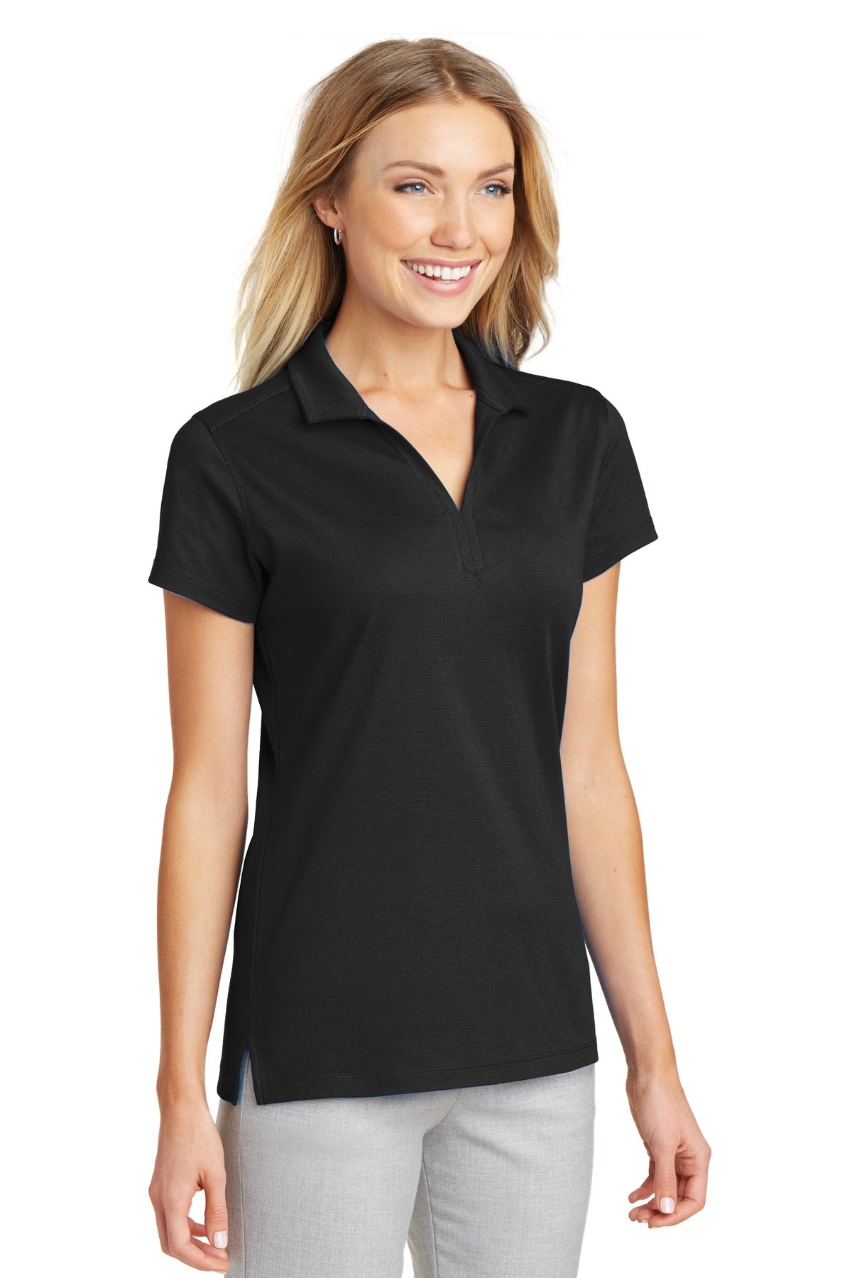Black Port Authority Women's Rapid Dry Mesh Polo. L573