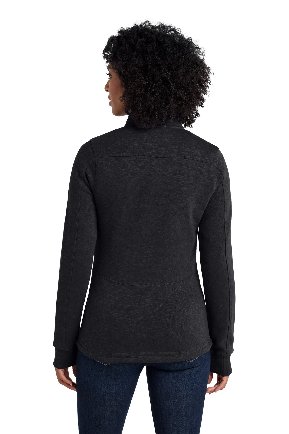 Black Port Authority Women's Slub Fleece Full-Zip Jacket. L293