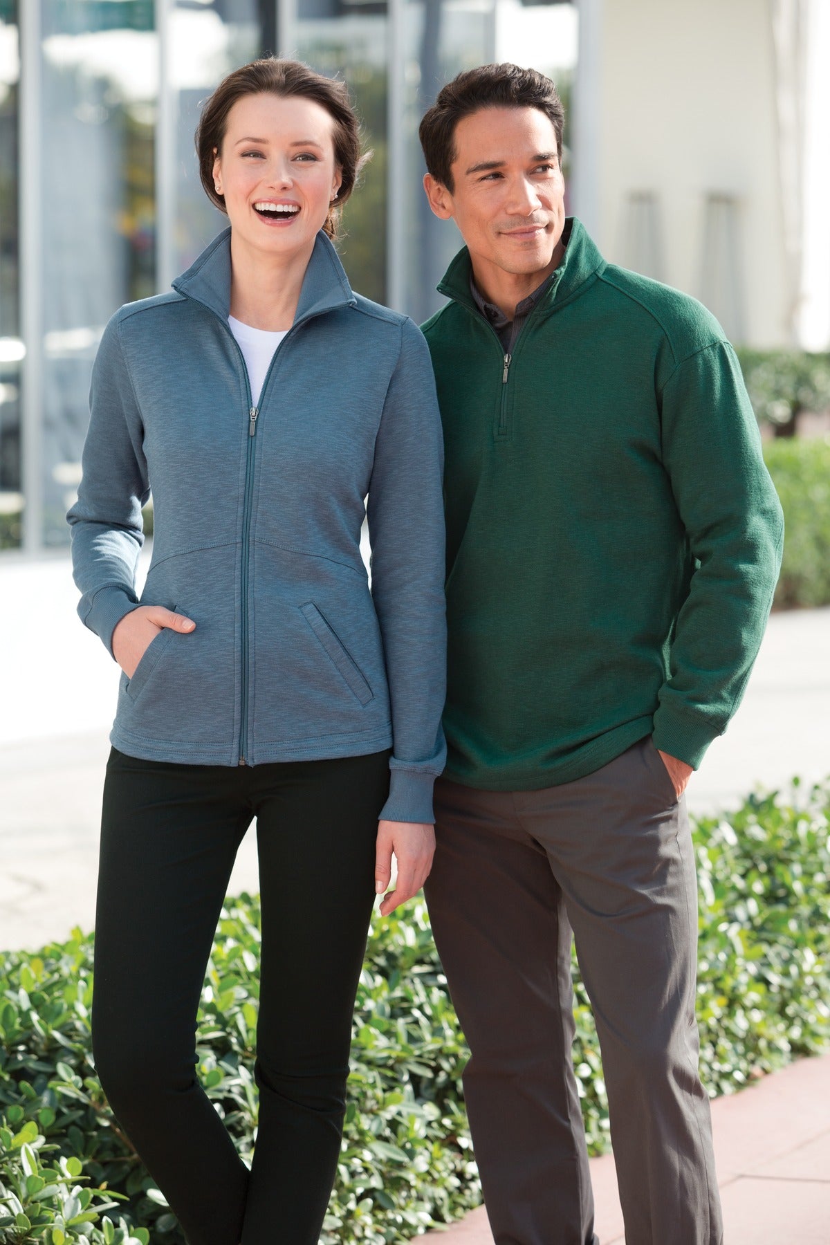 Black Port Authority Women's Slub Fleece Full-Zip Jacket. L293