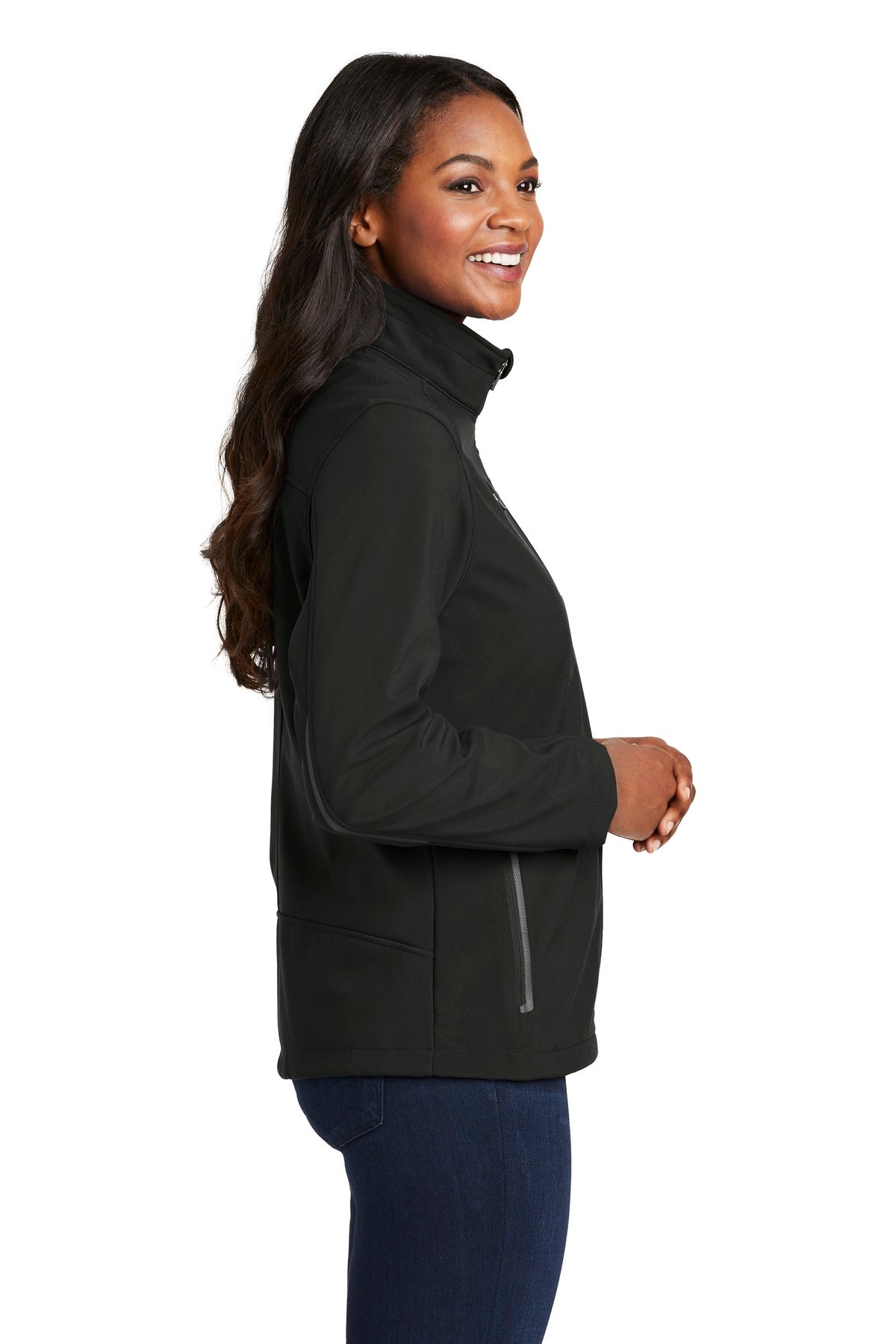 Black Port Authority Women's Welded Soft Shell Jacket. L324