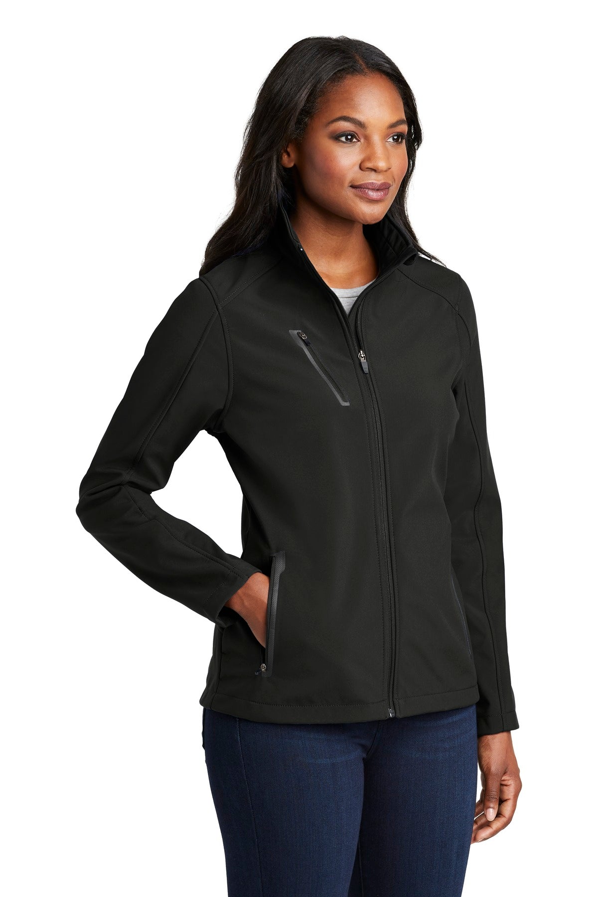 Black Port Authority Women's Welded Soft Shell Jacket. L324