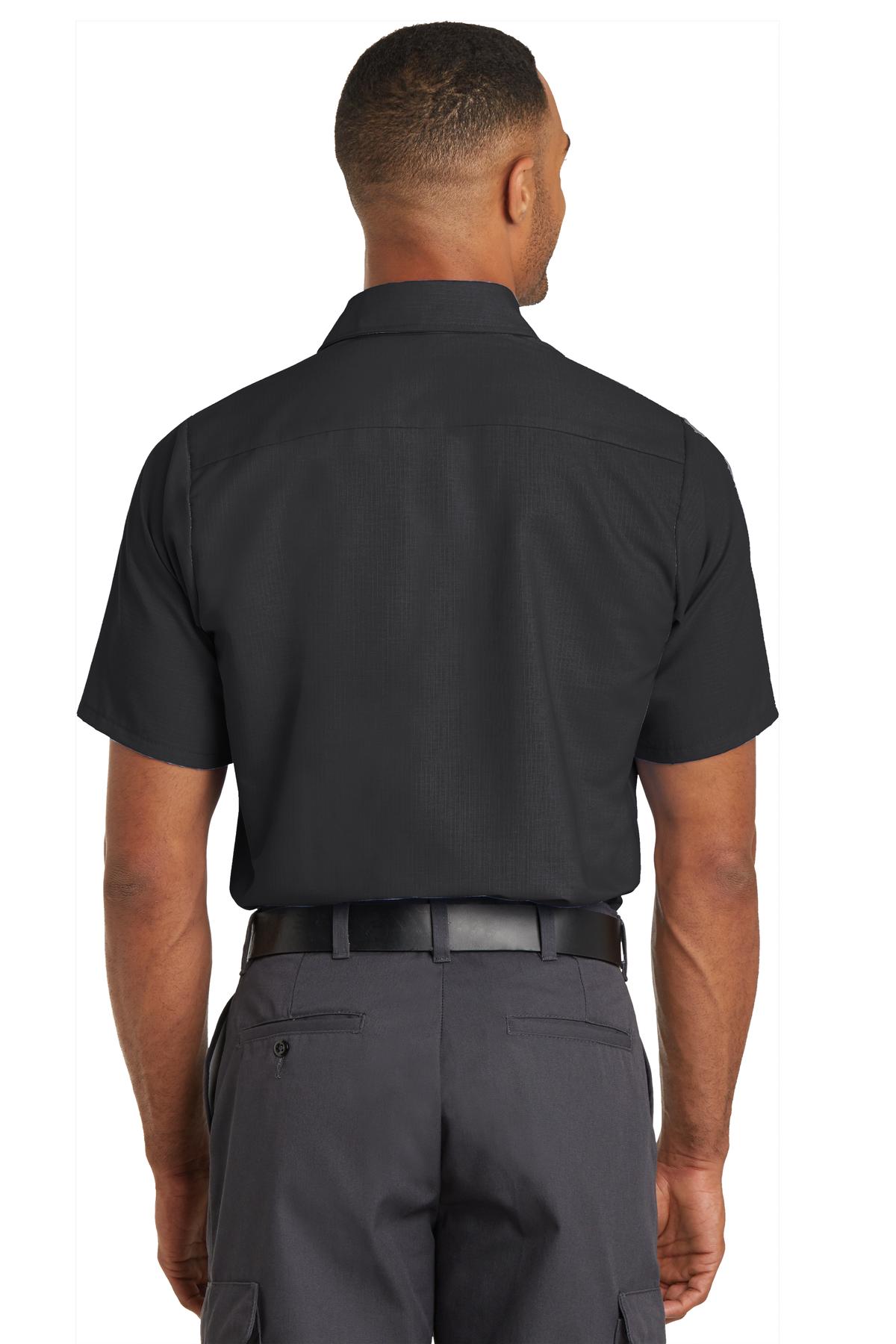 Black Red Kap Short Sleeve Solid Ripstop Shirt. SY60
