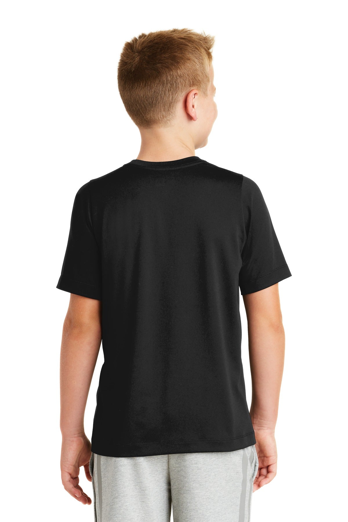 Black Solid New Era Youth Series Performance Crew Tee. YNEA200