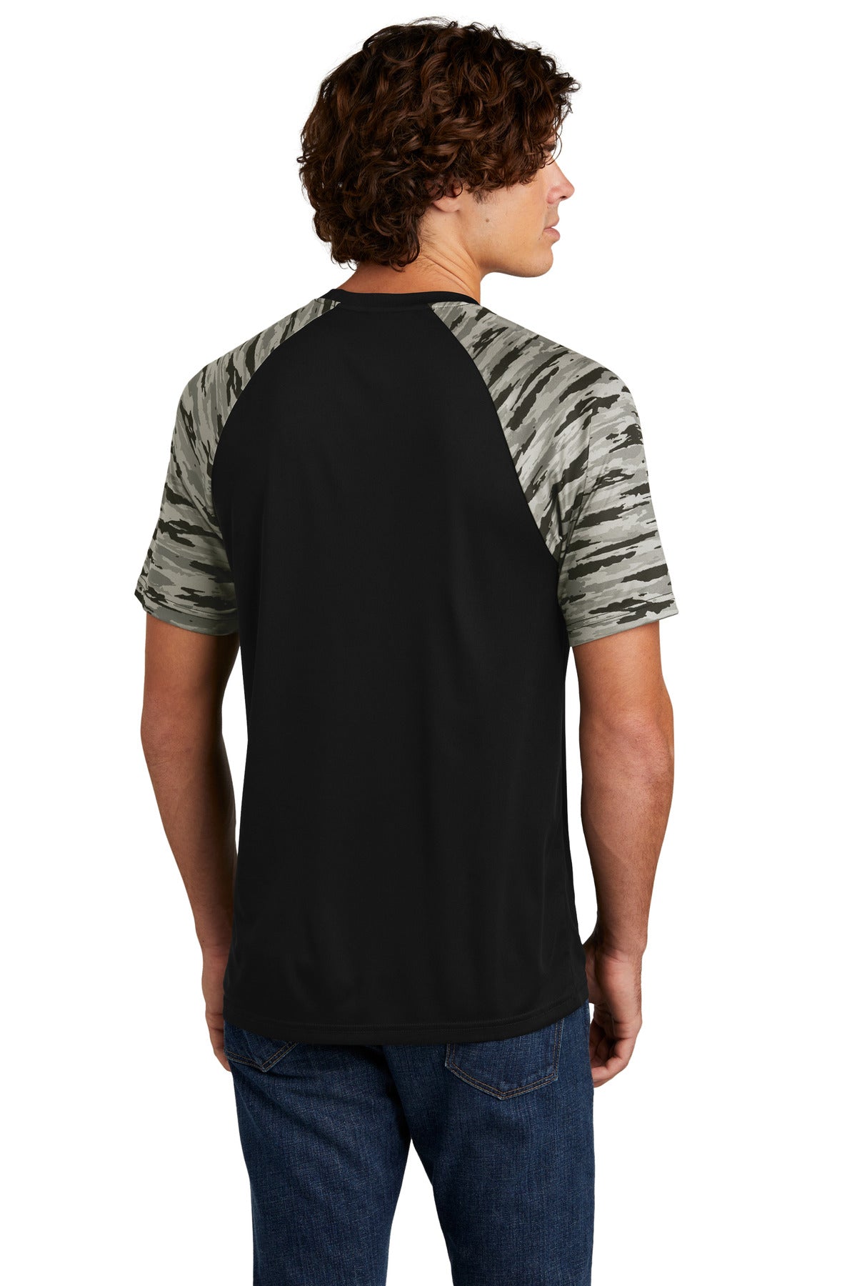 Black Sport-Tek Drift Camo Colorblock Tee ST376