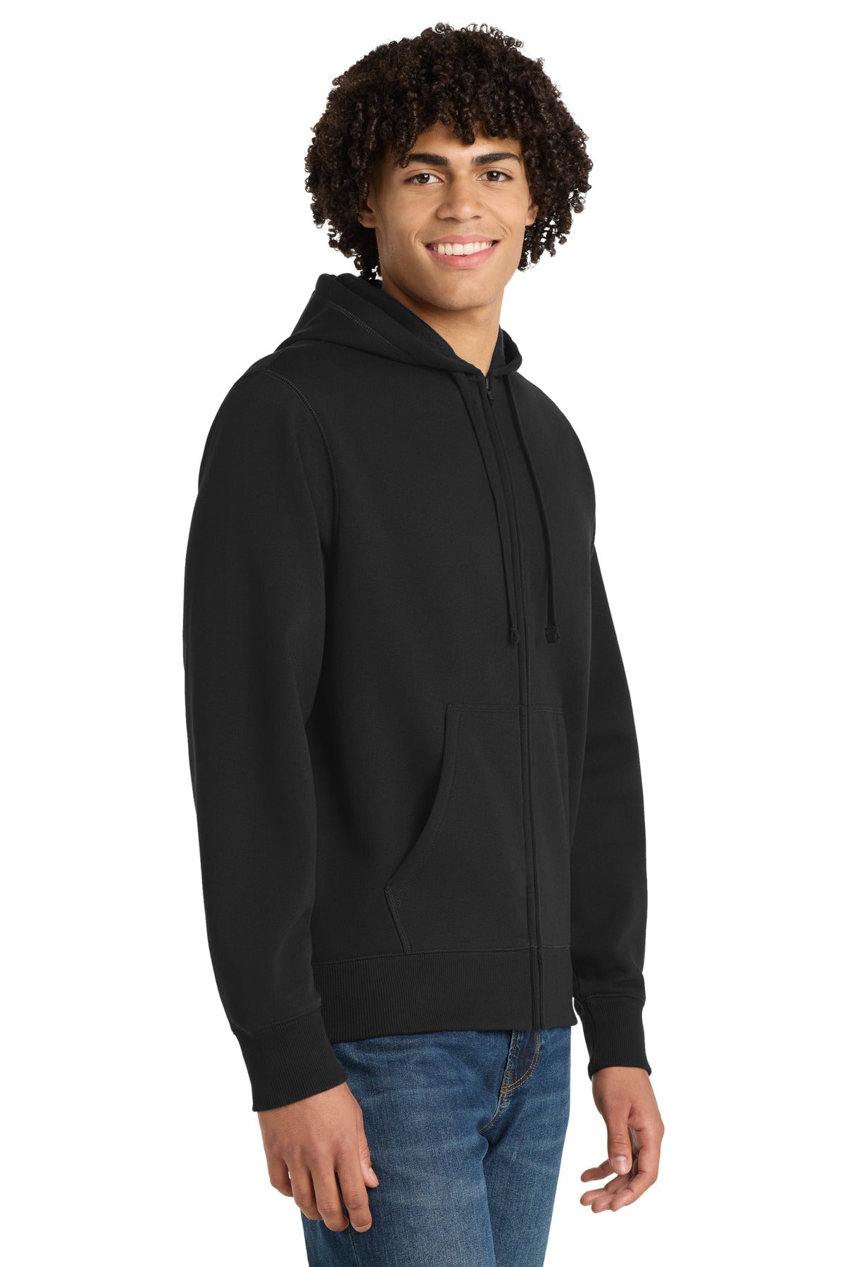 Black Sport-Tek Full-Zip Hooded Sweatshirt. ST258