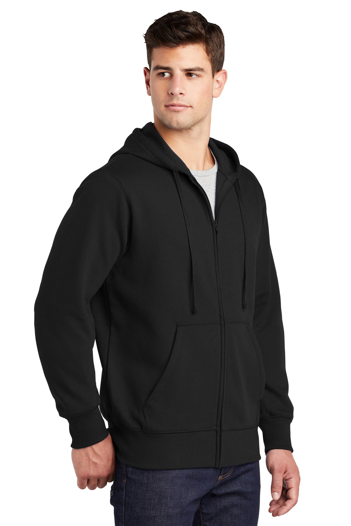 Black Sport-Tek Full-Zip Hooded Sweatshirt. ST258
