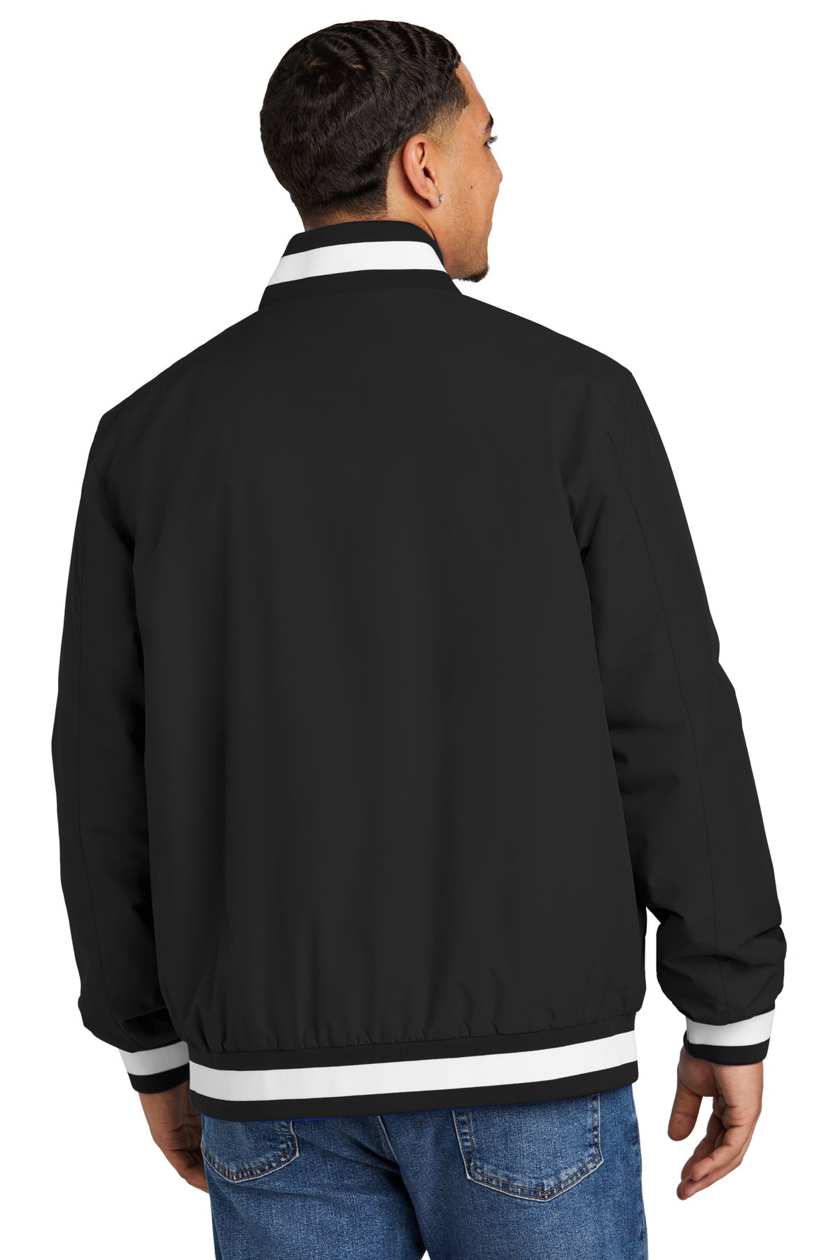 Black Sport-Tek Insulated Varsity Jacket JST58