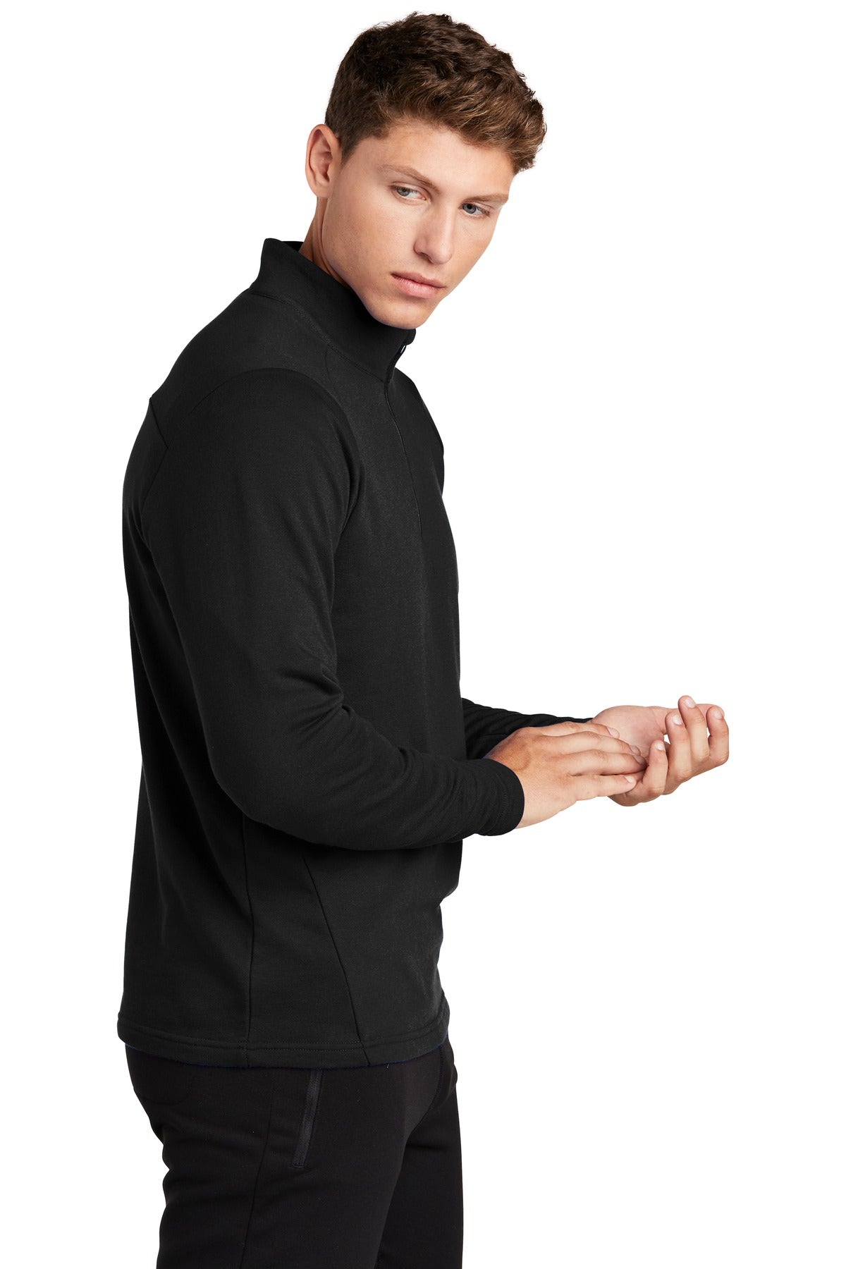 Black Sport-Tek Lightweight French Terry 1/4-Zip Pullover. ST273