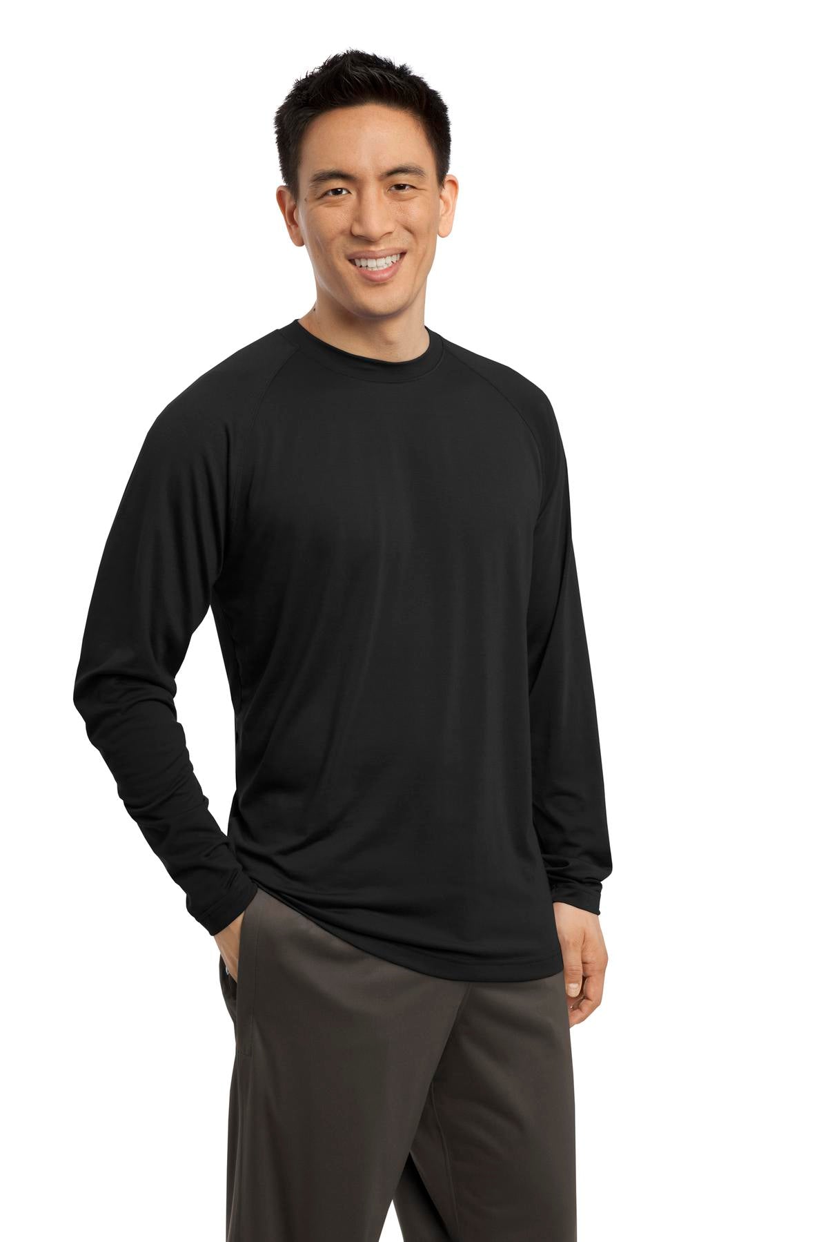 Black Sport-Tek Long Sleeve Ultimate Performance Crew. ST700LS