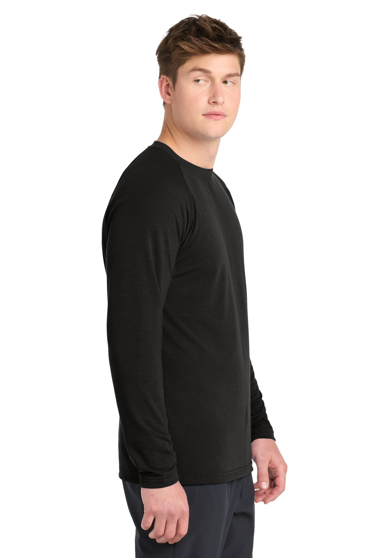 Black Sport-Tek Long Sleeve Ultimate Performance Crew. ST700LS