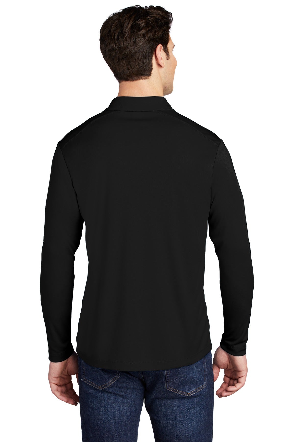 Black Sport-Tek Posi-UV Pro Long Sleeve Polo. ST520LS