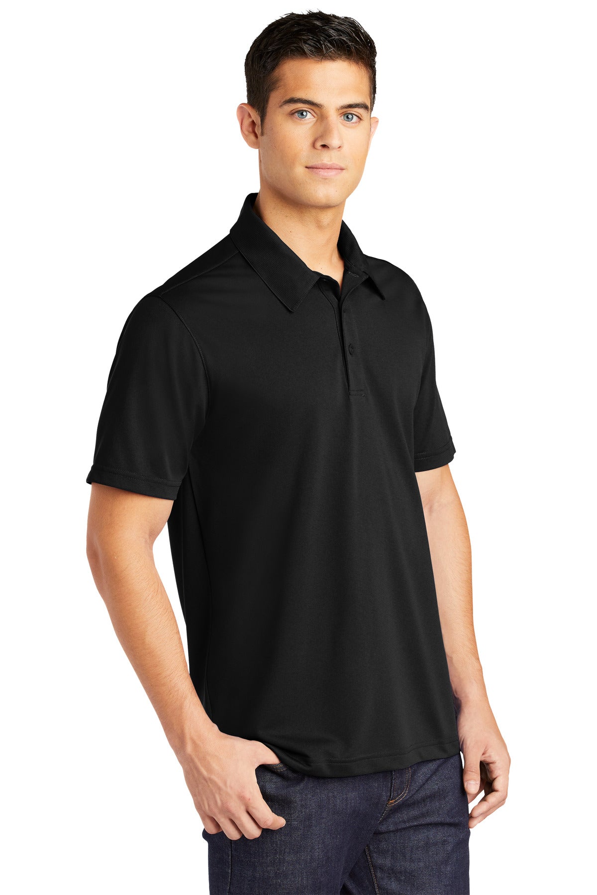 Black Sport-Tek PosiCharge Active Textured Polo. ST690