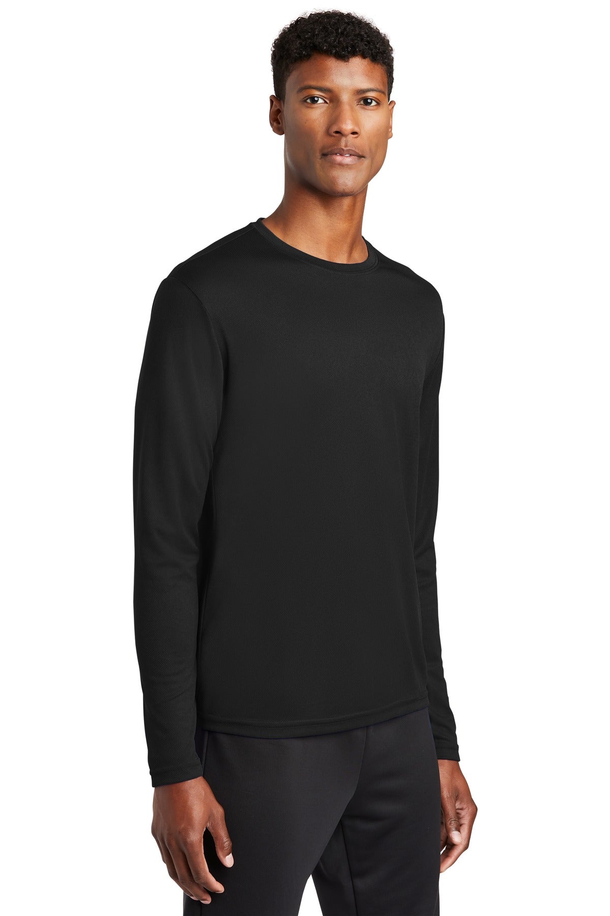 Black Sport-Tek PosiCharge RacerMesh Long Sleeve Tee. ST340LS