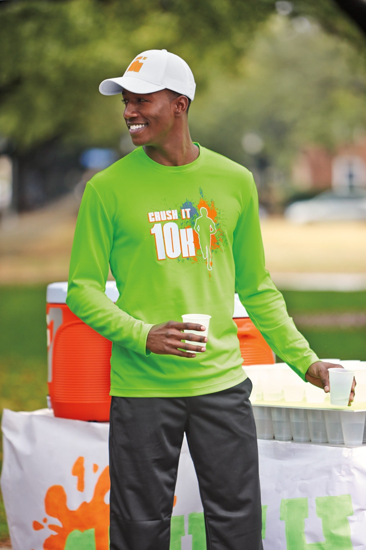 Black Sport-Tek PosiCharge RacerMesh Long Sleeve Tee. ST340LS