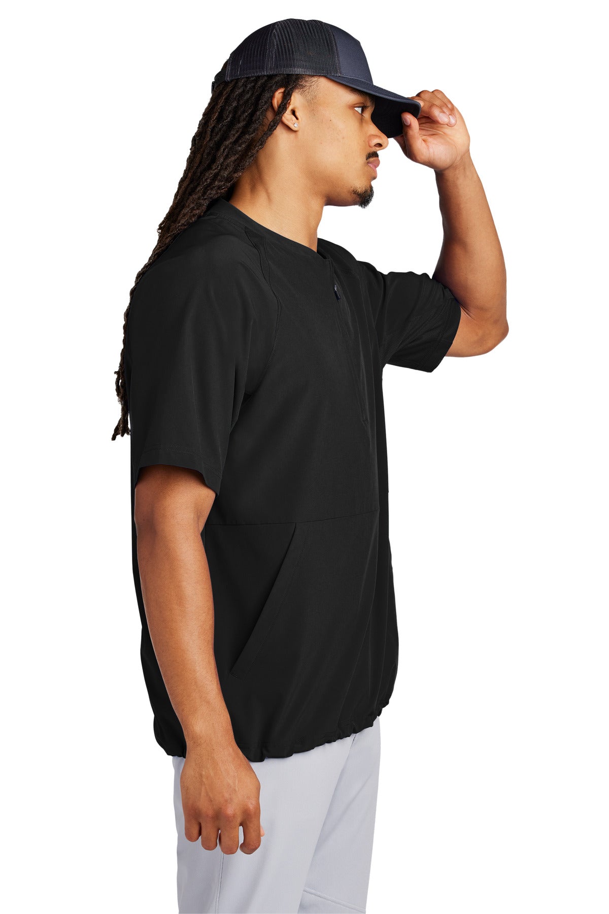 Black Sport-Tek Repeat 1/2-Zip Short Sleeve Jacket JST489