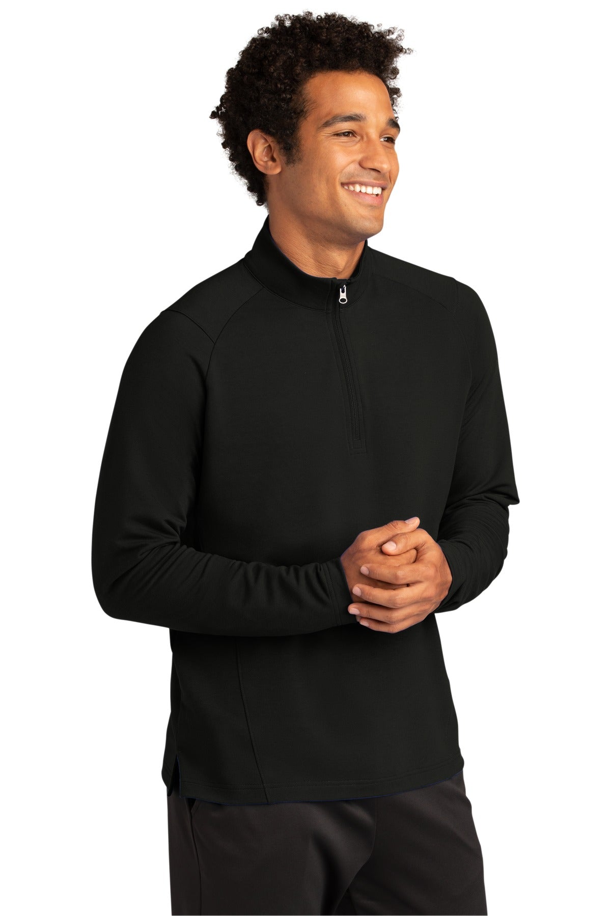 Black Sport-Tek Sport-Wick Flex Fleece 1/4-Zip. ST561