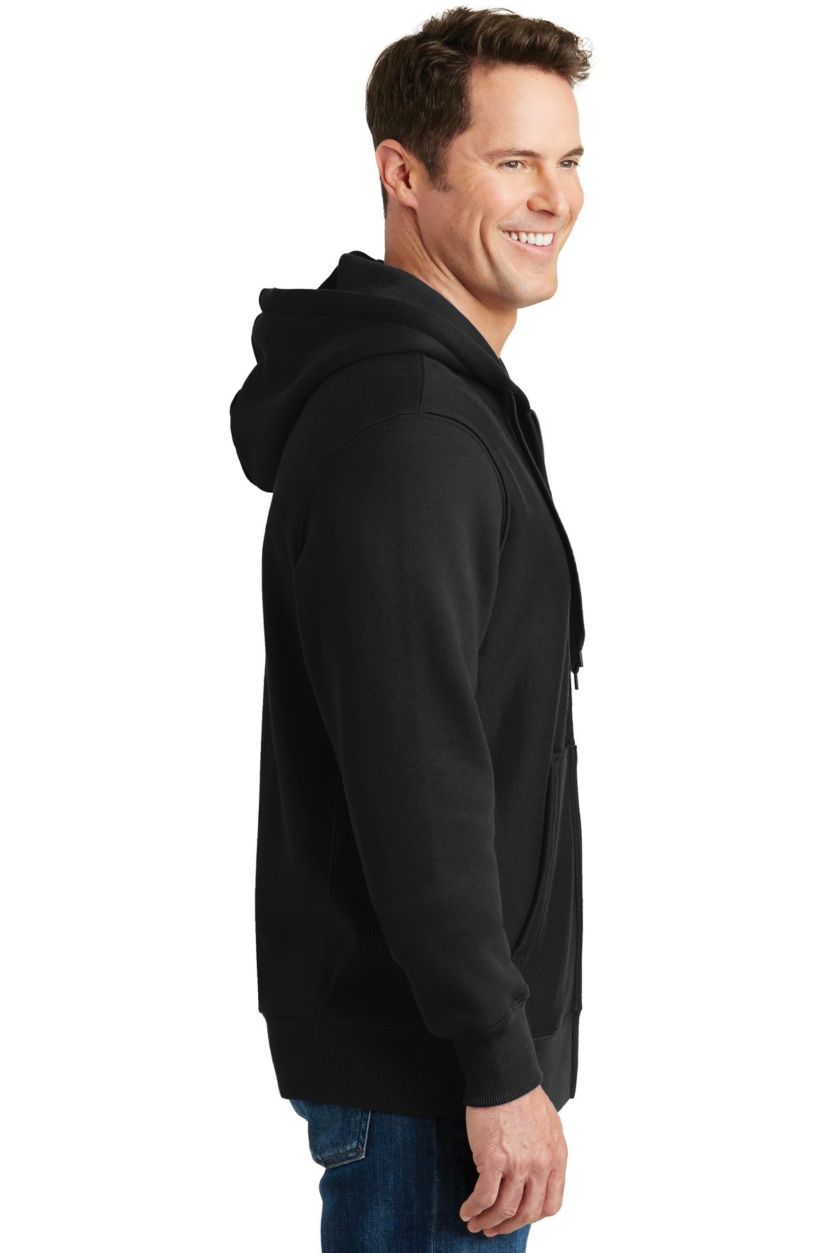 Black Sport-Tek Super Heavyweight Full-Zip Hooded Sweatshirt. F282