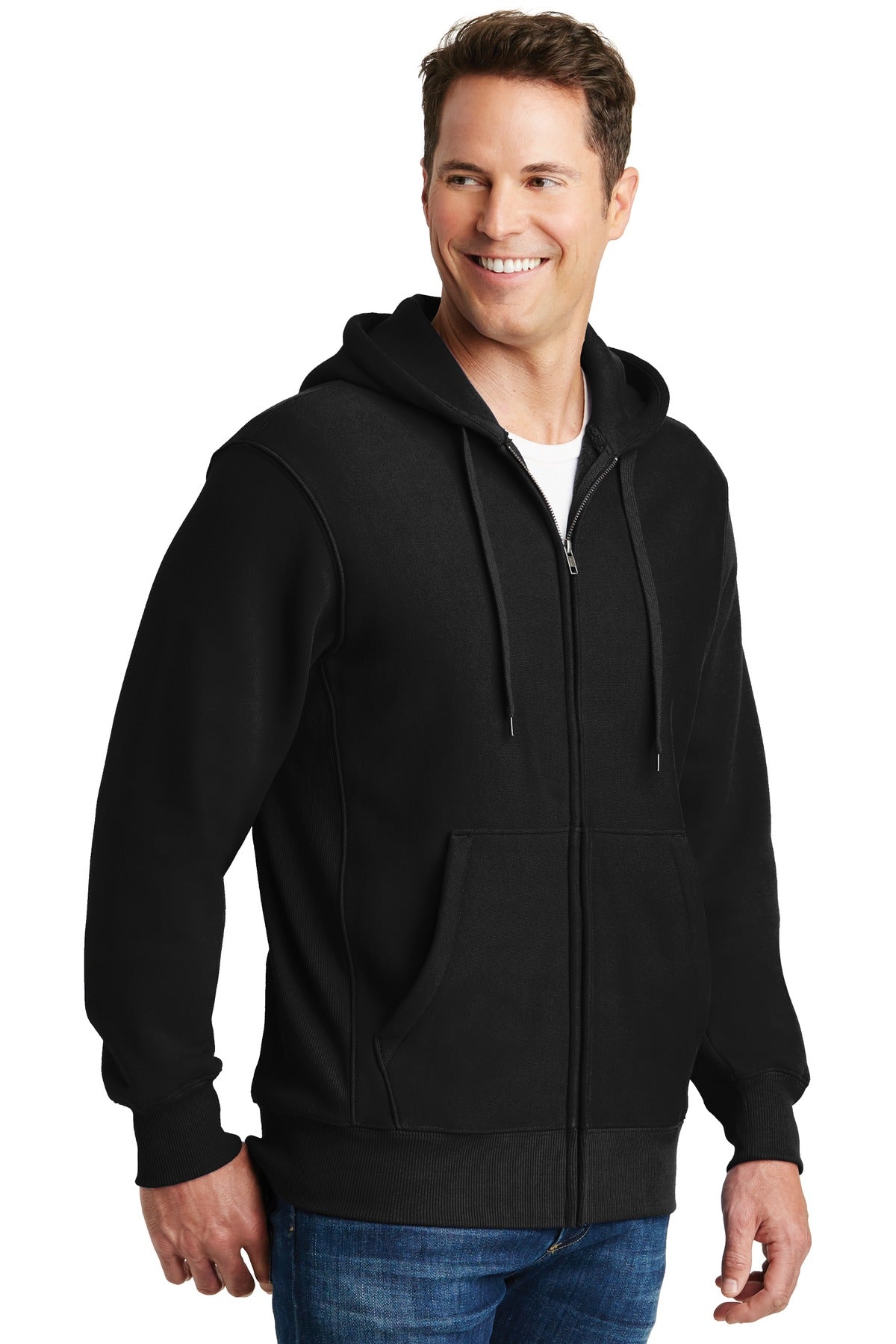 Black Sport-Tek Super Heavyweight Full-Zip Hooded Sweatshirt. F282