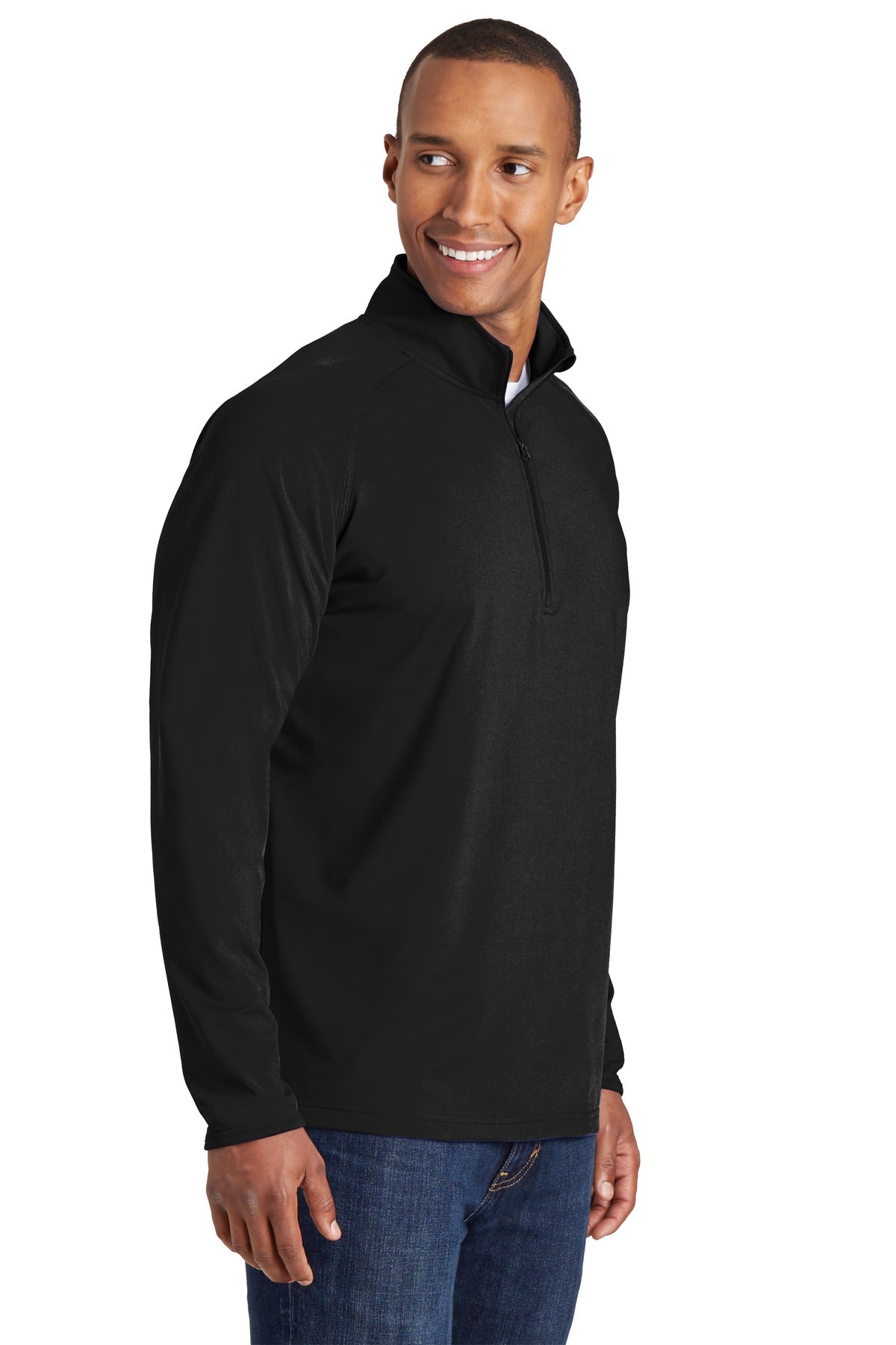 Black Sport-Tek Tall Sport-Wick Stretch 1/4-Zip Pullover. TST850