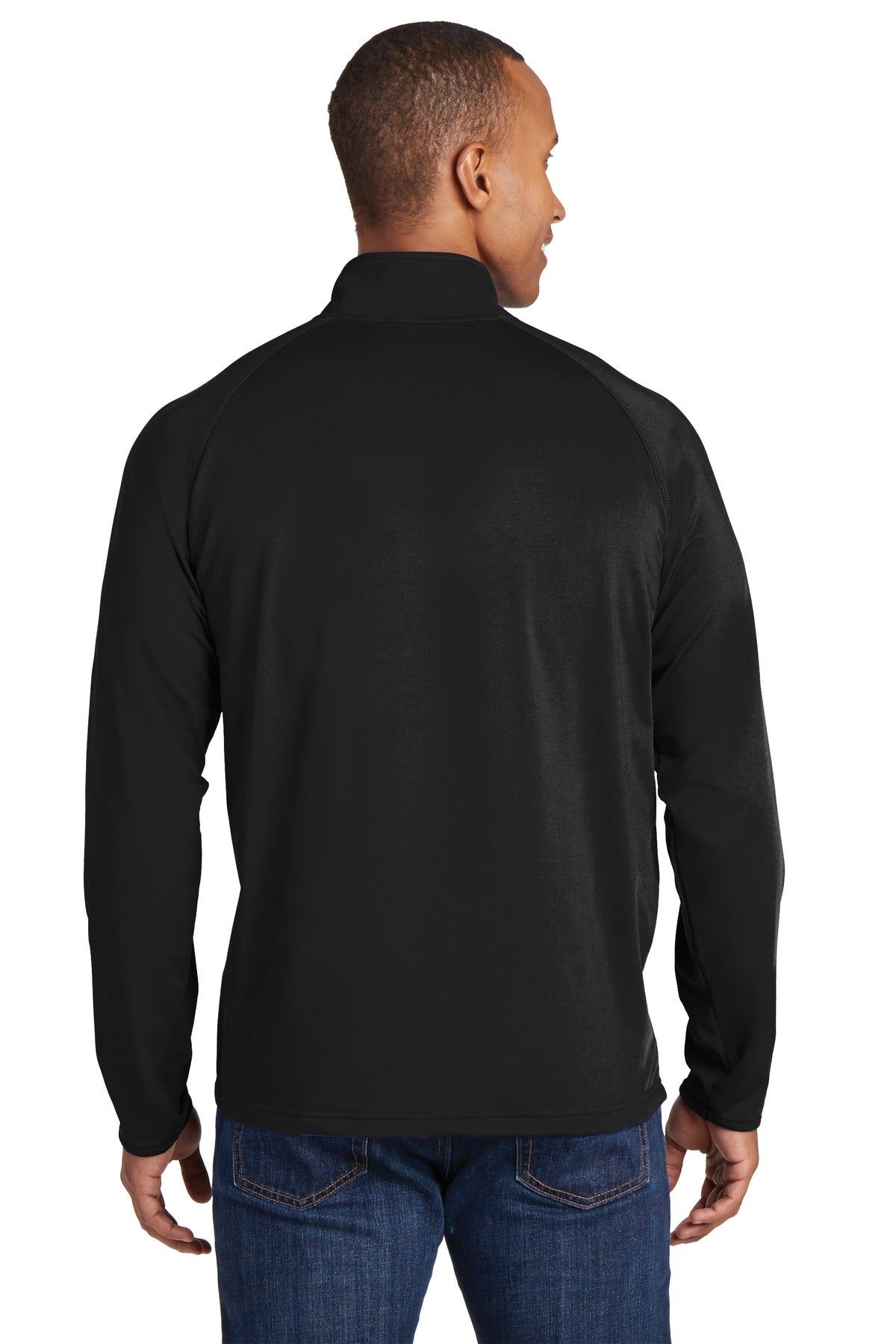 Black Sport-Tek Tall Sport-Wick Stretch 1/4-Zip Pullover. TST850