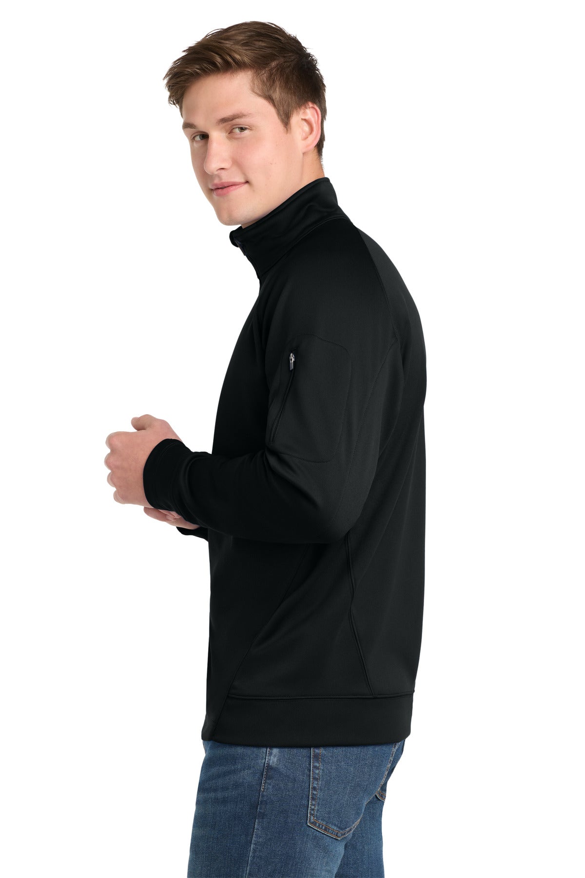 Black Sport-Tek Tech Fleece 1/4-Zip Pullover. F247