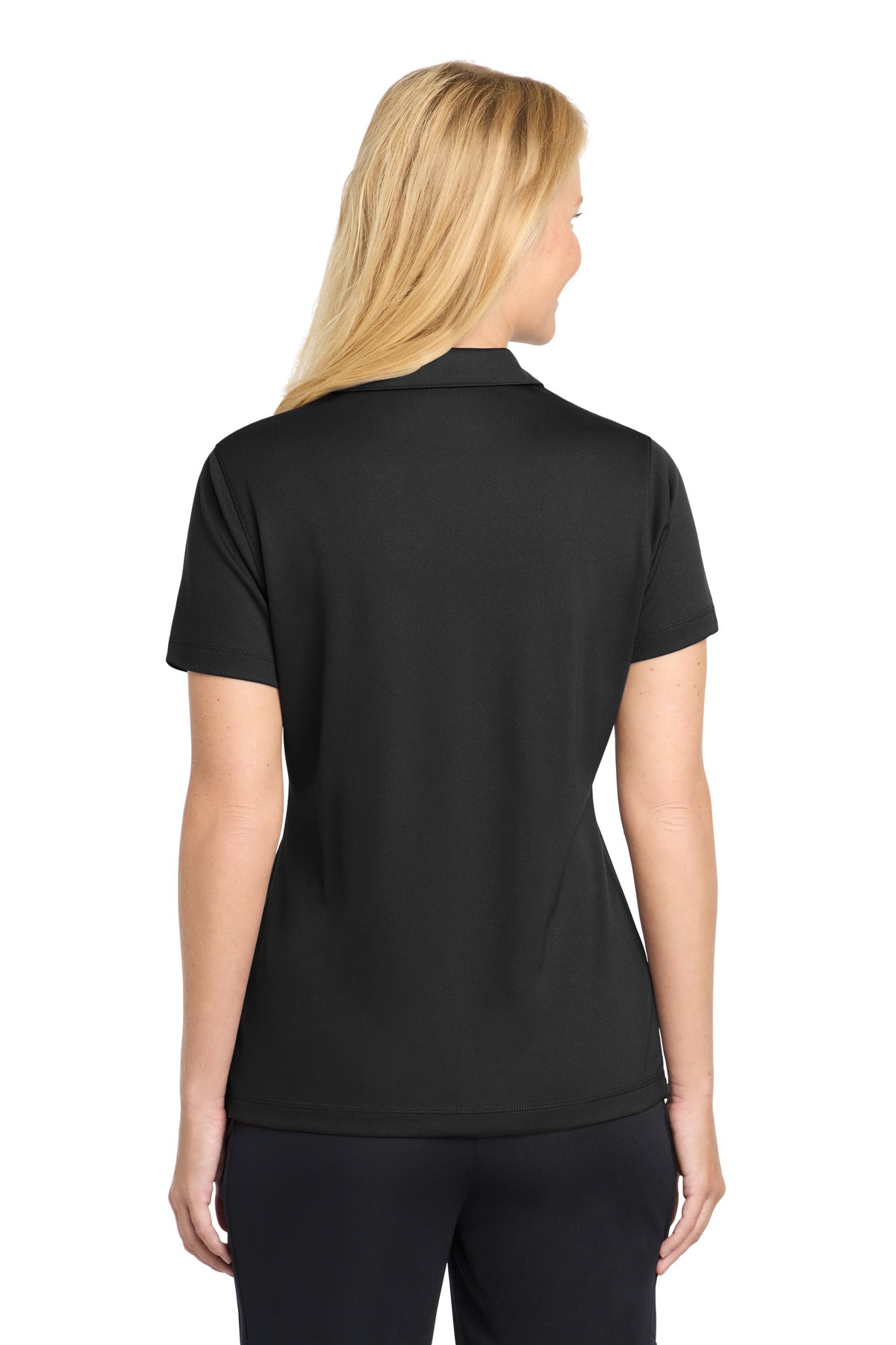 Black Sport-Tek Women's PosiCharge Micro-Mesh Polo. LST680