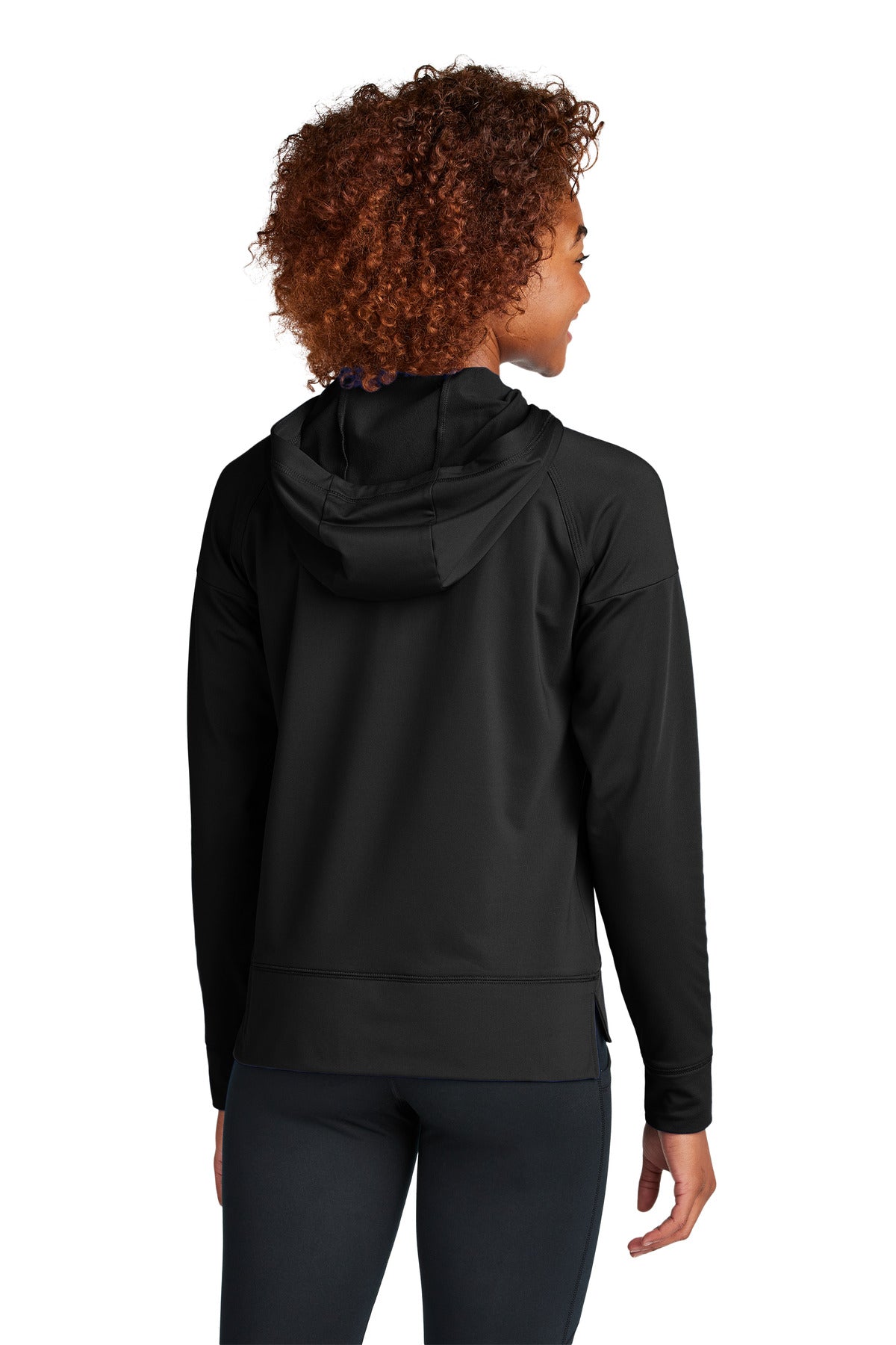Black Sport-Tek Women's Sport-Wick Stretch 1/2-Zip Hoodie LST856