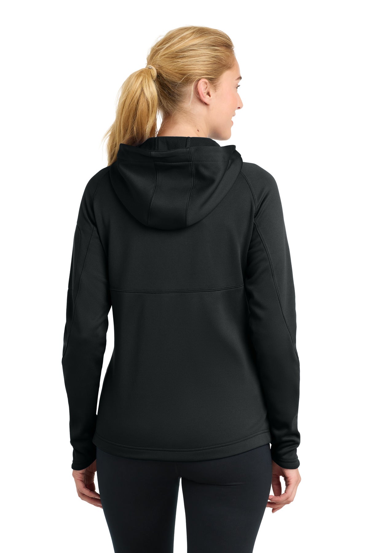 Black Sport-Tek Women's Tech Fleece Full-Zip Hooded Jacket. L248